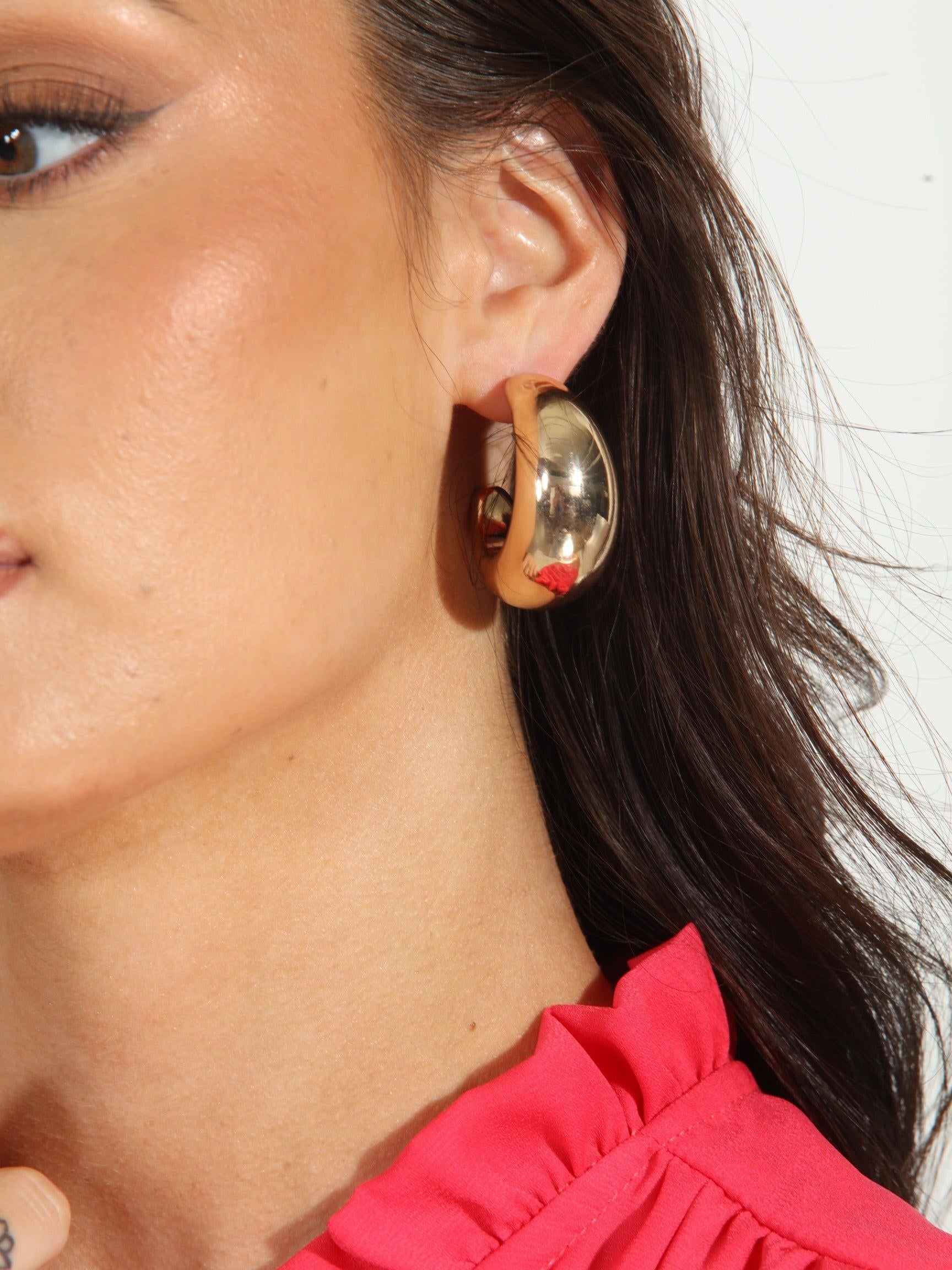 Wide Crescent Gold Hoops-FINAL SALE