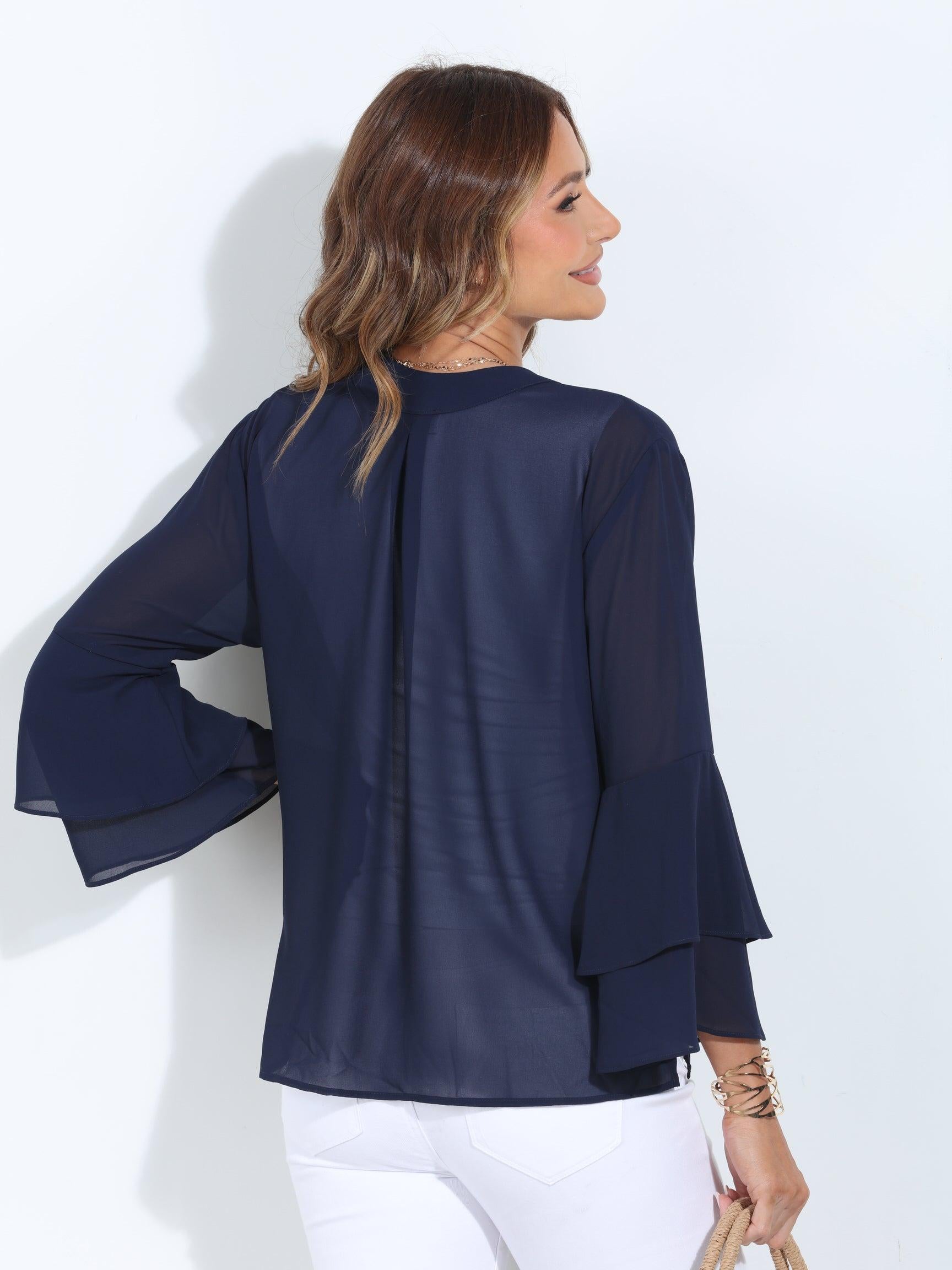 Navy Boho Chiffon Jacket-BEST SELLER