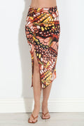 Mariposa Stretch Ruched Midi Skirt