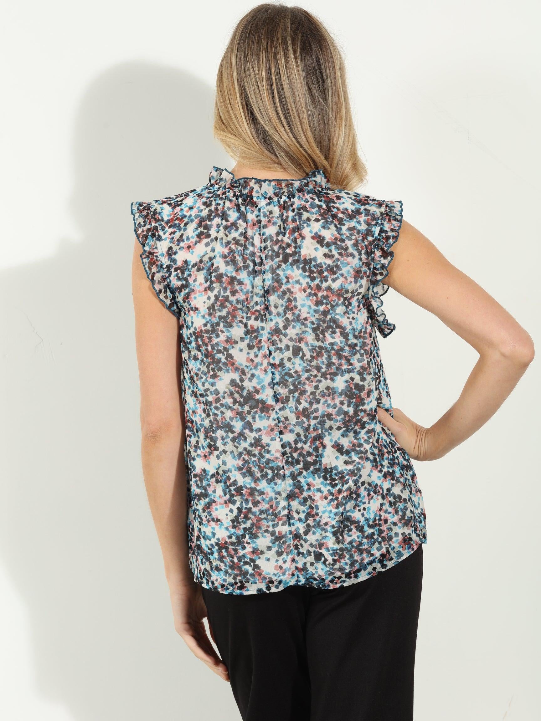 Lucila Short Sleeve Ruffle Blouse-FINAL SALE