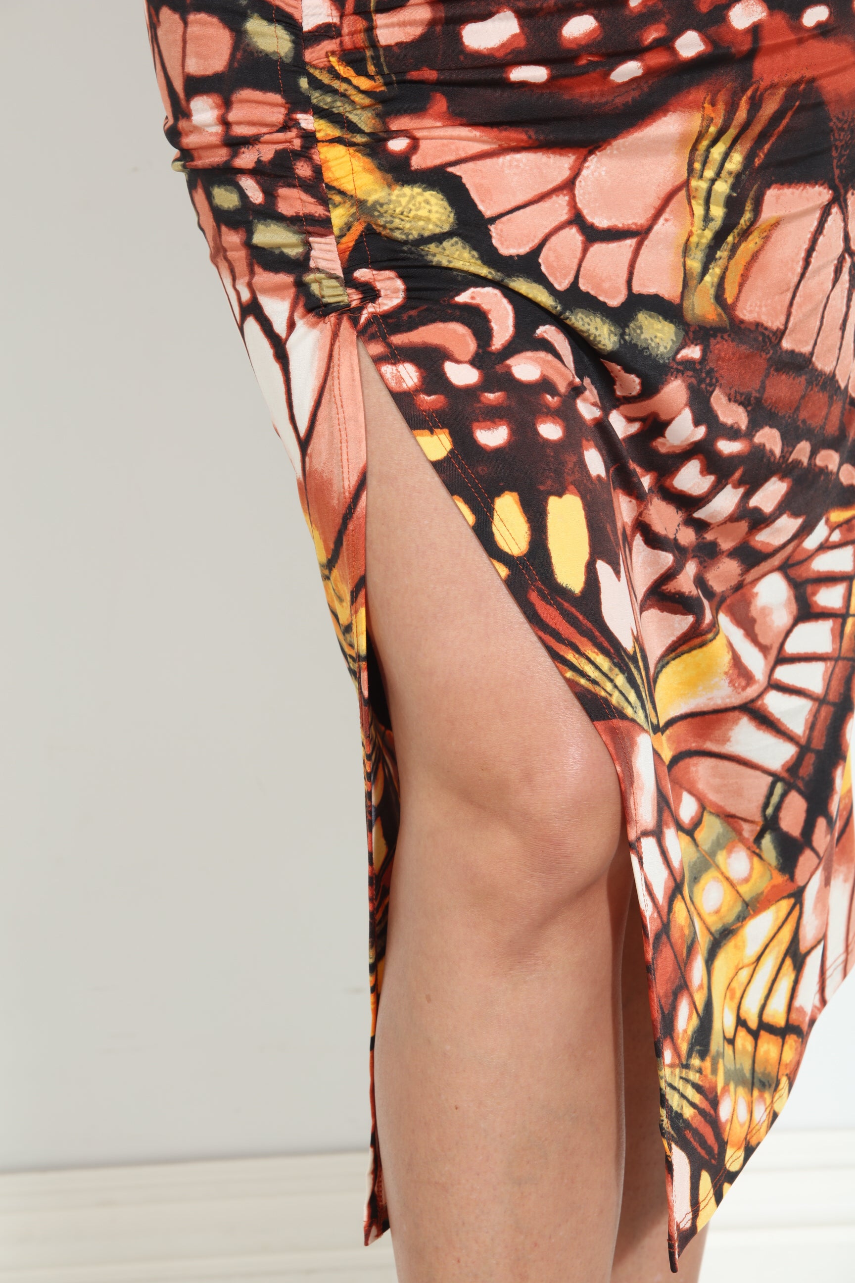 Mariposa Stretch Ruched Midi Skirt