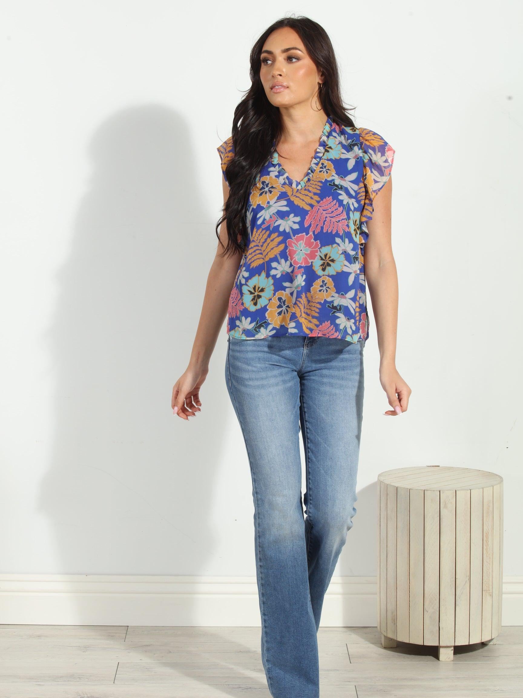 Brinley V-Neck Ruffle Top-FINAL SALE
