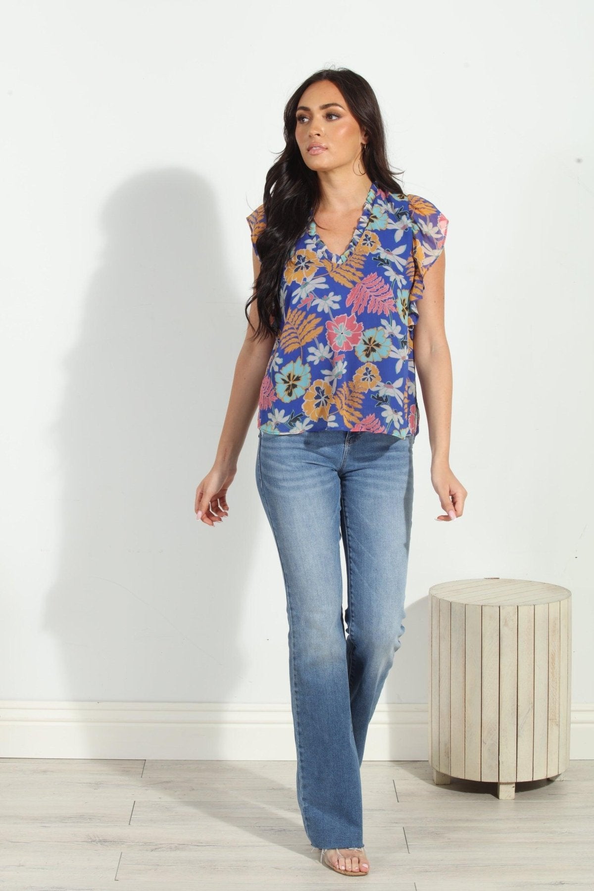 Brinley V-Neck Ruffle Top-FINAL SALE