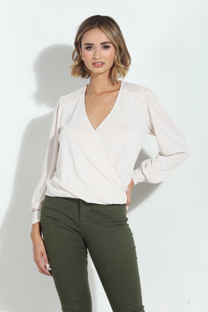 Vanilla Smocked Cupro Blouse-FINAL SALE