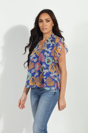Brinley V-Neck Ruffle Top-FINAL SALE