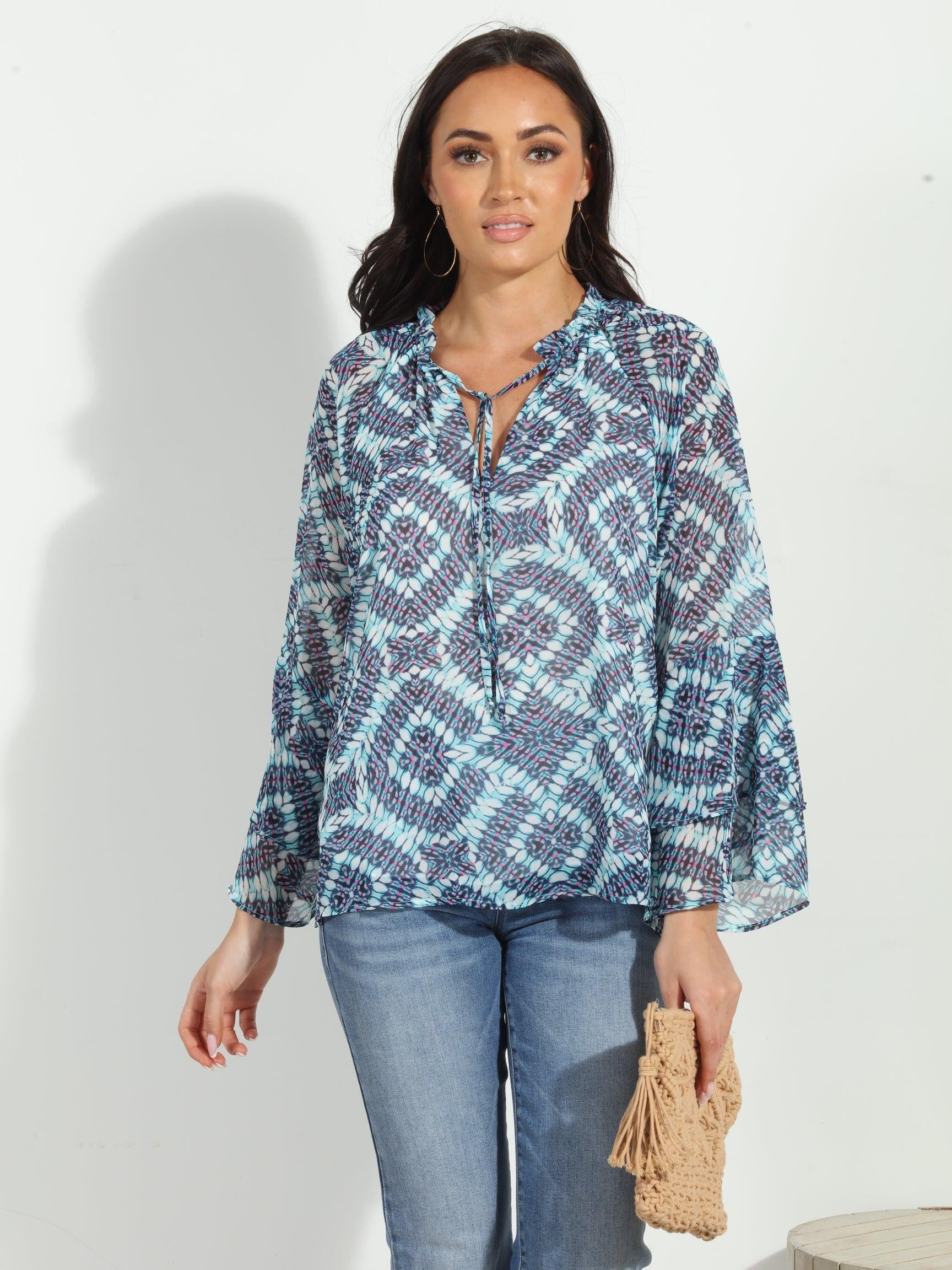 Odelle Flare Sleeve Blouse-FINAL SALE