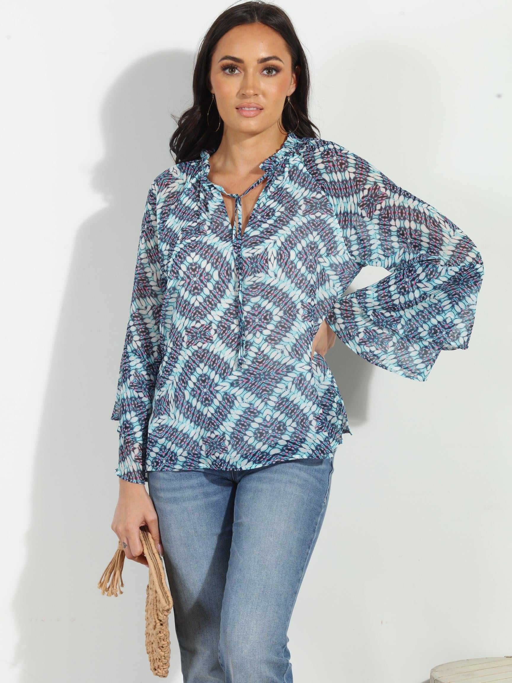 Odelle Flare Sleeve Blouse-FINAL SALE