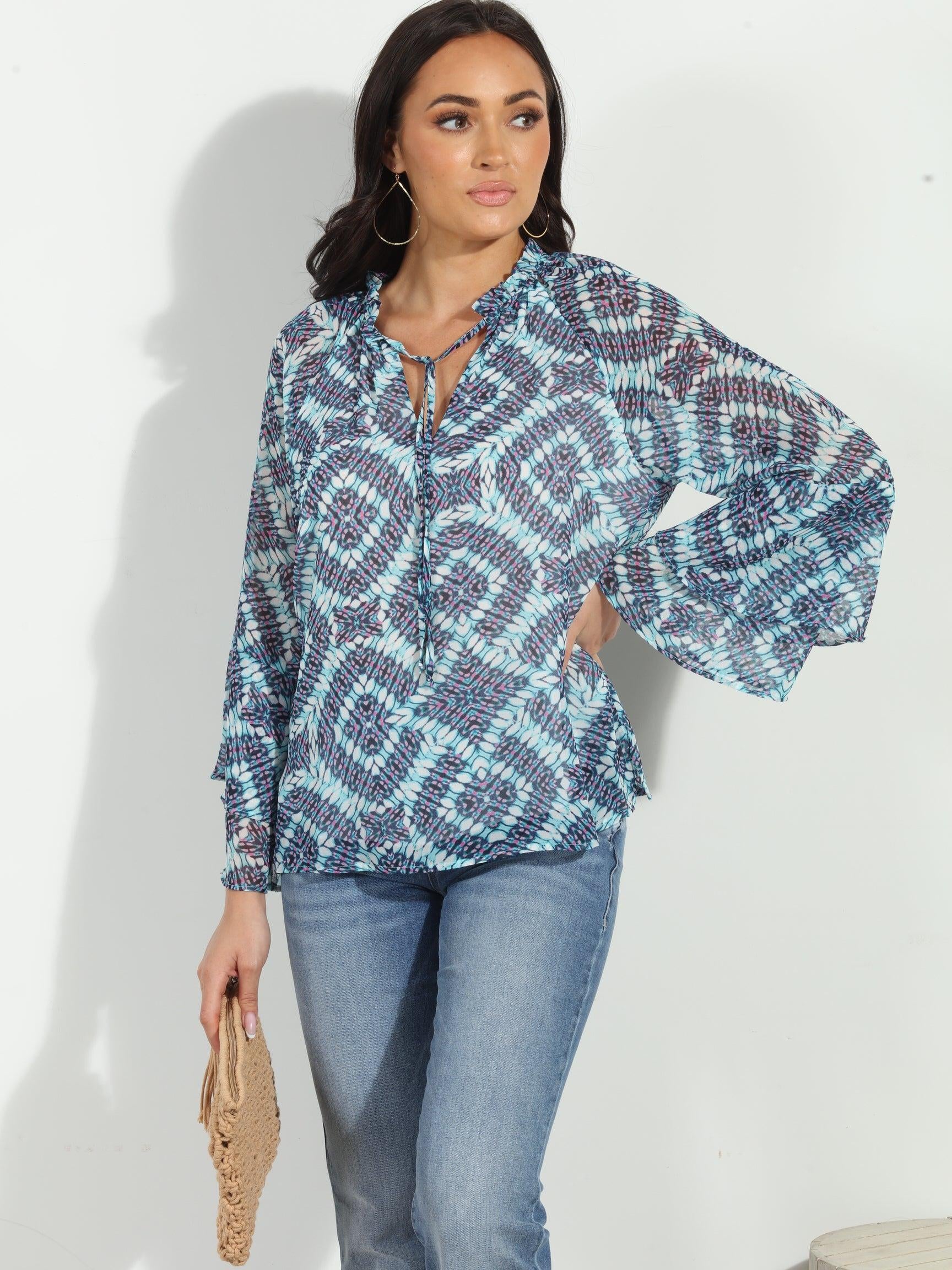 Odelle Flare Sleeve Blouse-FINAL SALE
