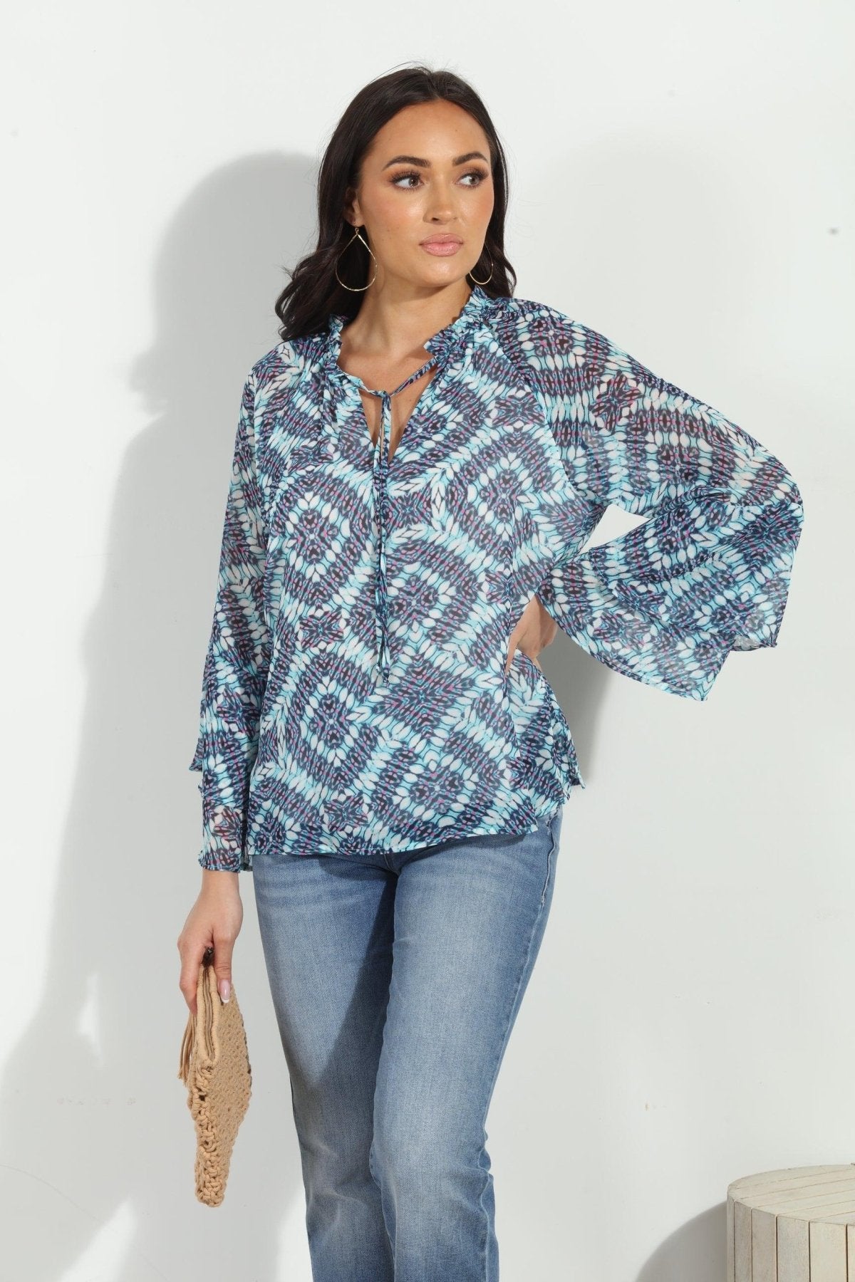Odelle Flare Sleeve Blouse-FINAL SALE