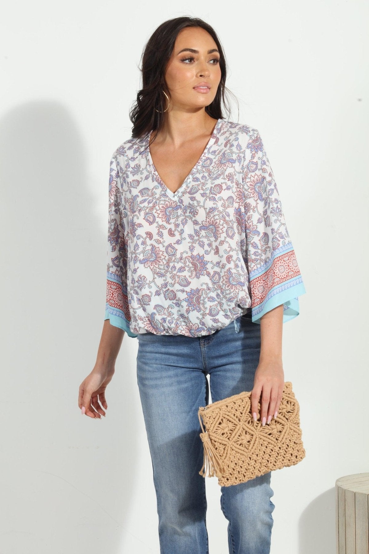 Prima Bell Sleeve Blouse-FINAL SALE