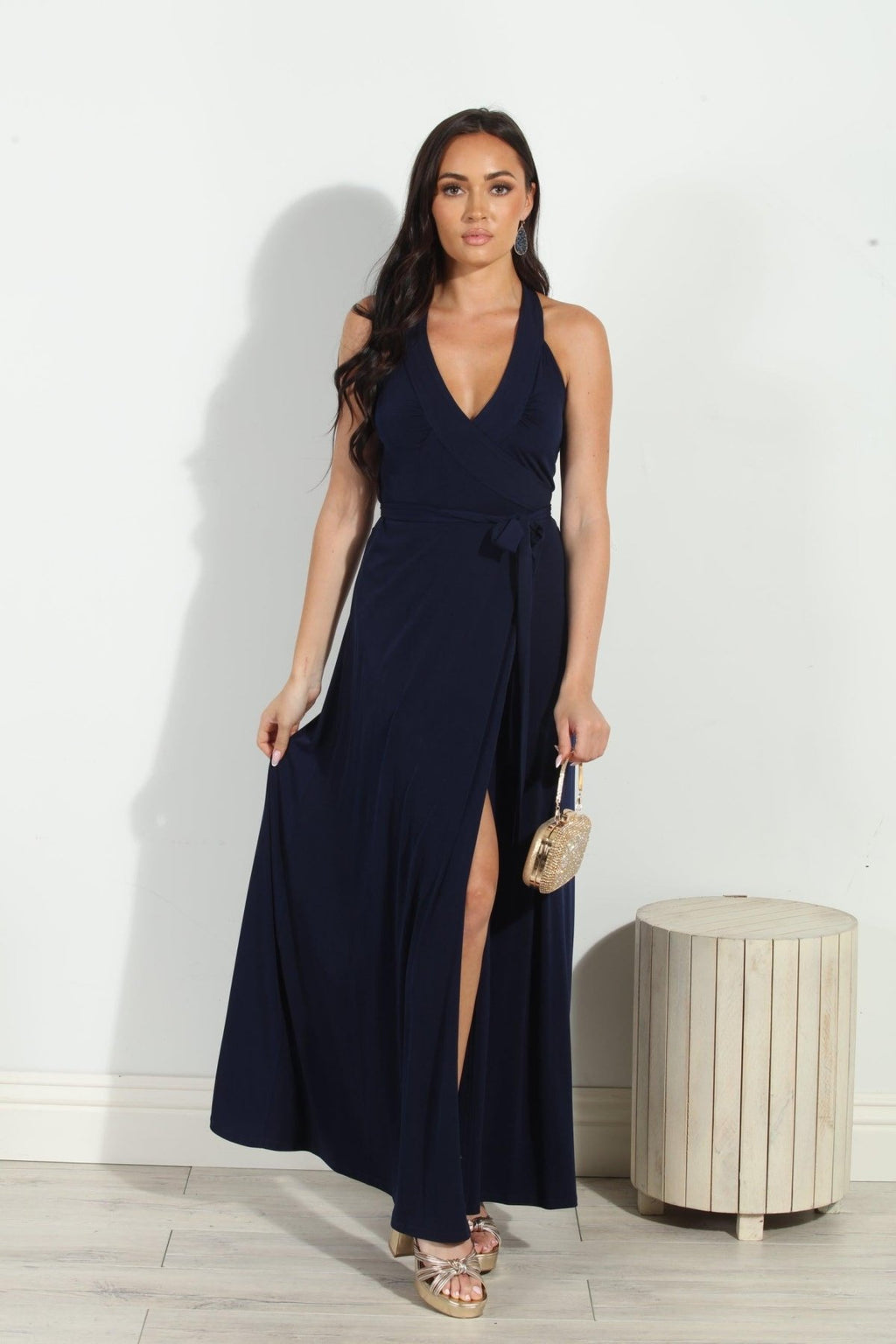 Navy Wrap Maxi Dress-BEST SELLER