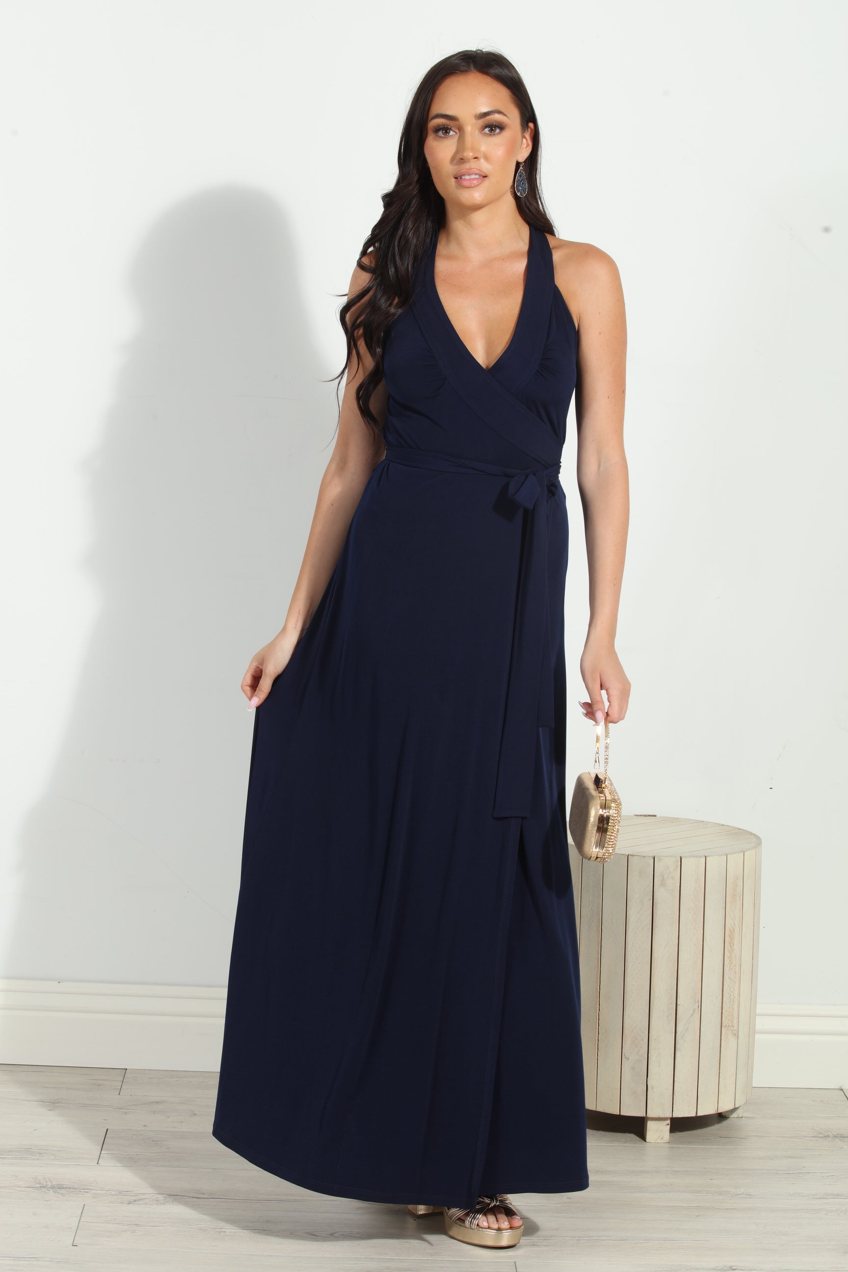 Navy Wrap Maxi Dress