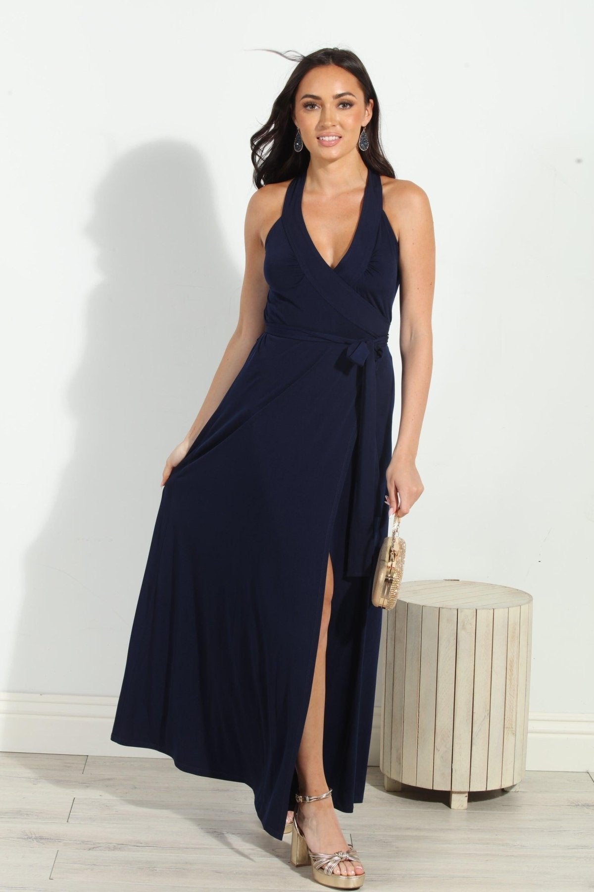 Navy Wrap Maxi Dress-BEST SELLER