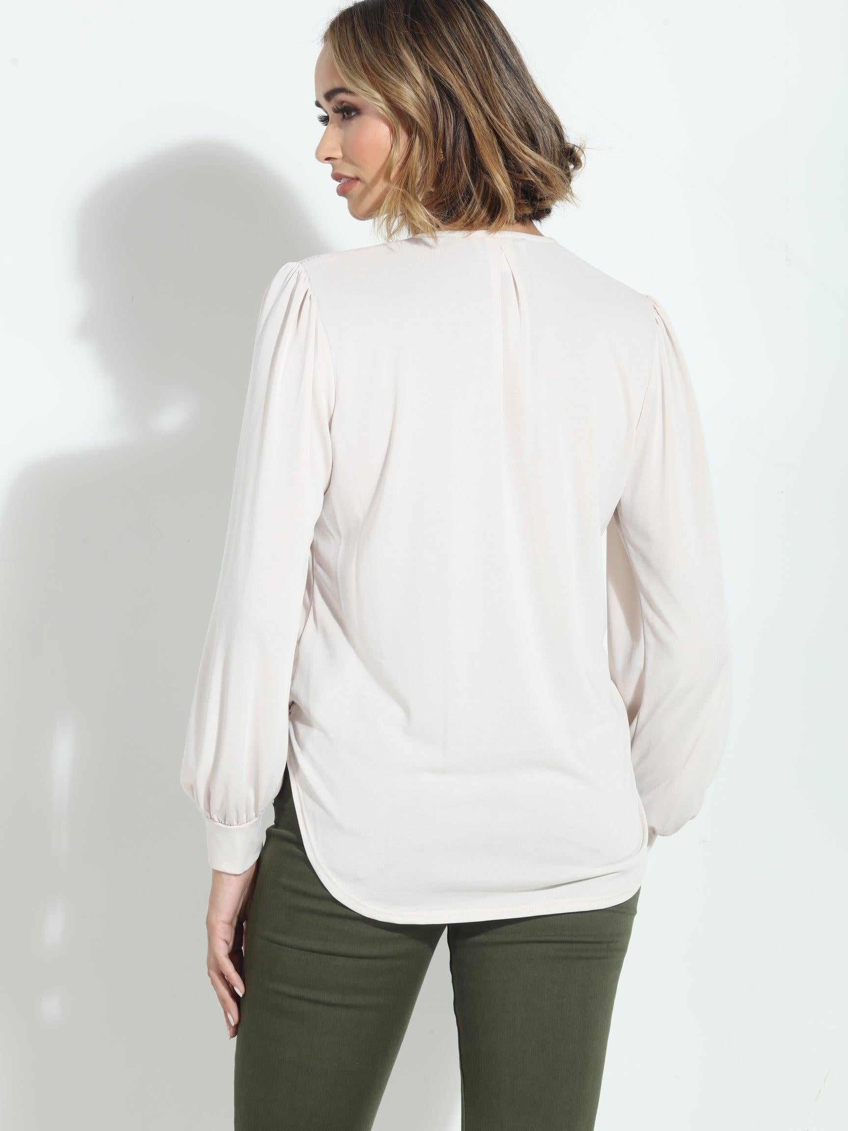 Vanilla Smocked Cupro Blouse-FINAL SALE