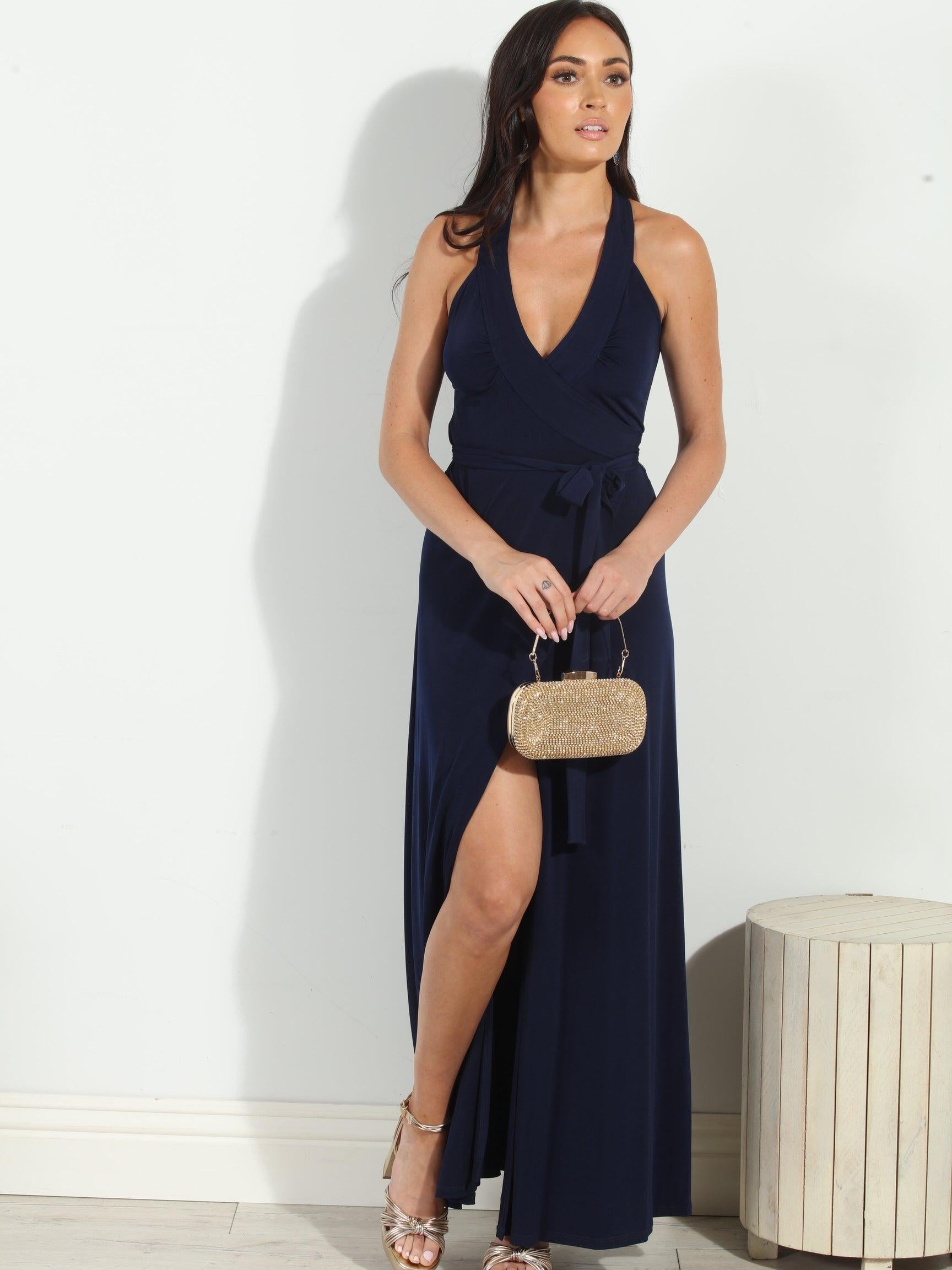 Navy Wrap Maxi Dress-BEST SELLER