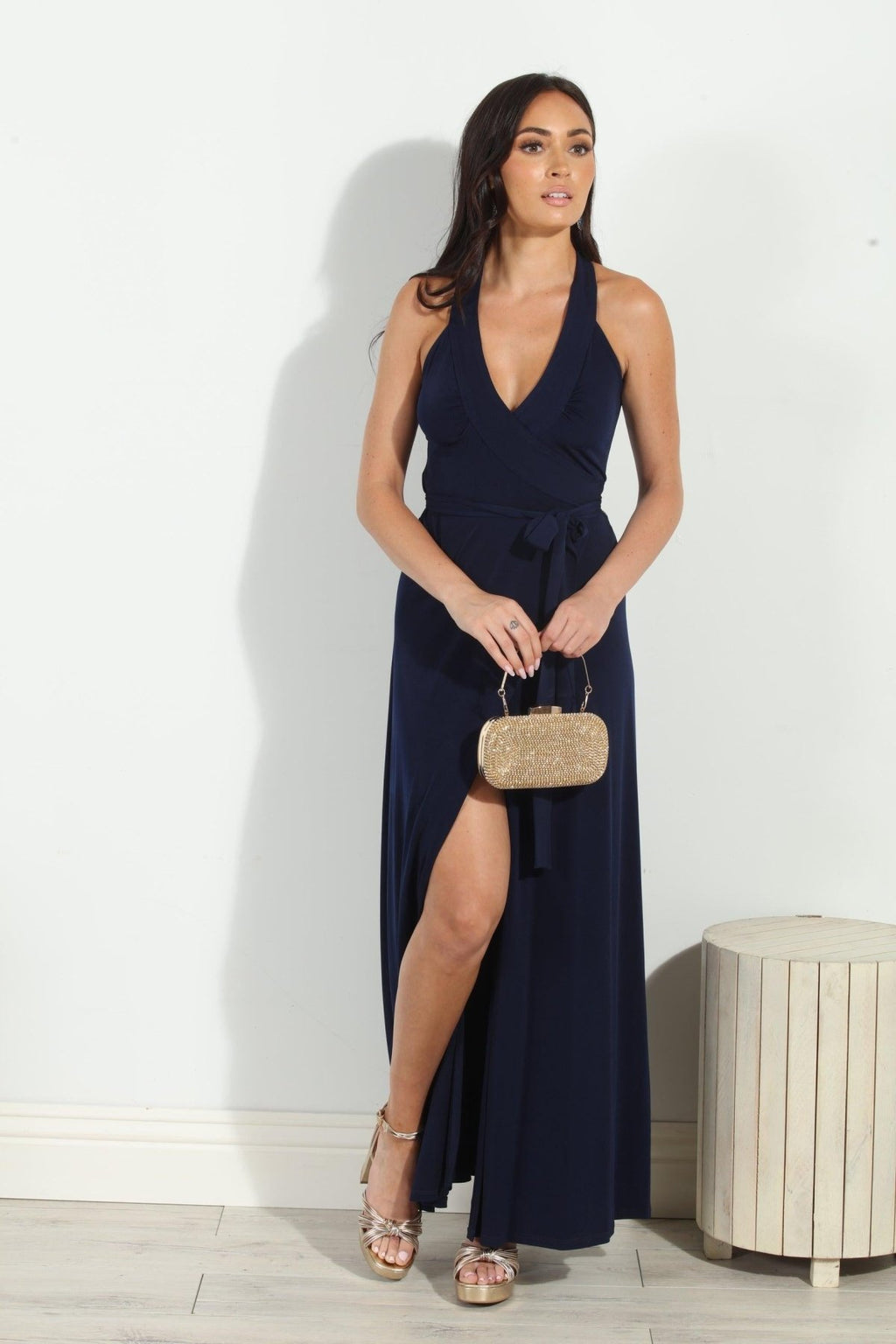 Navy Wrap Maxi Dress-BEST SELLER