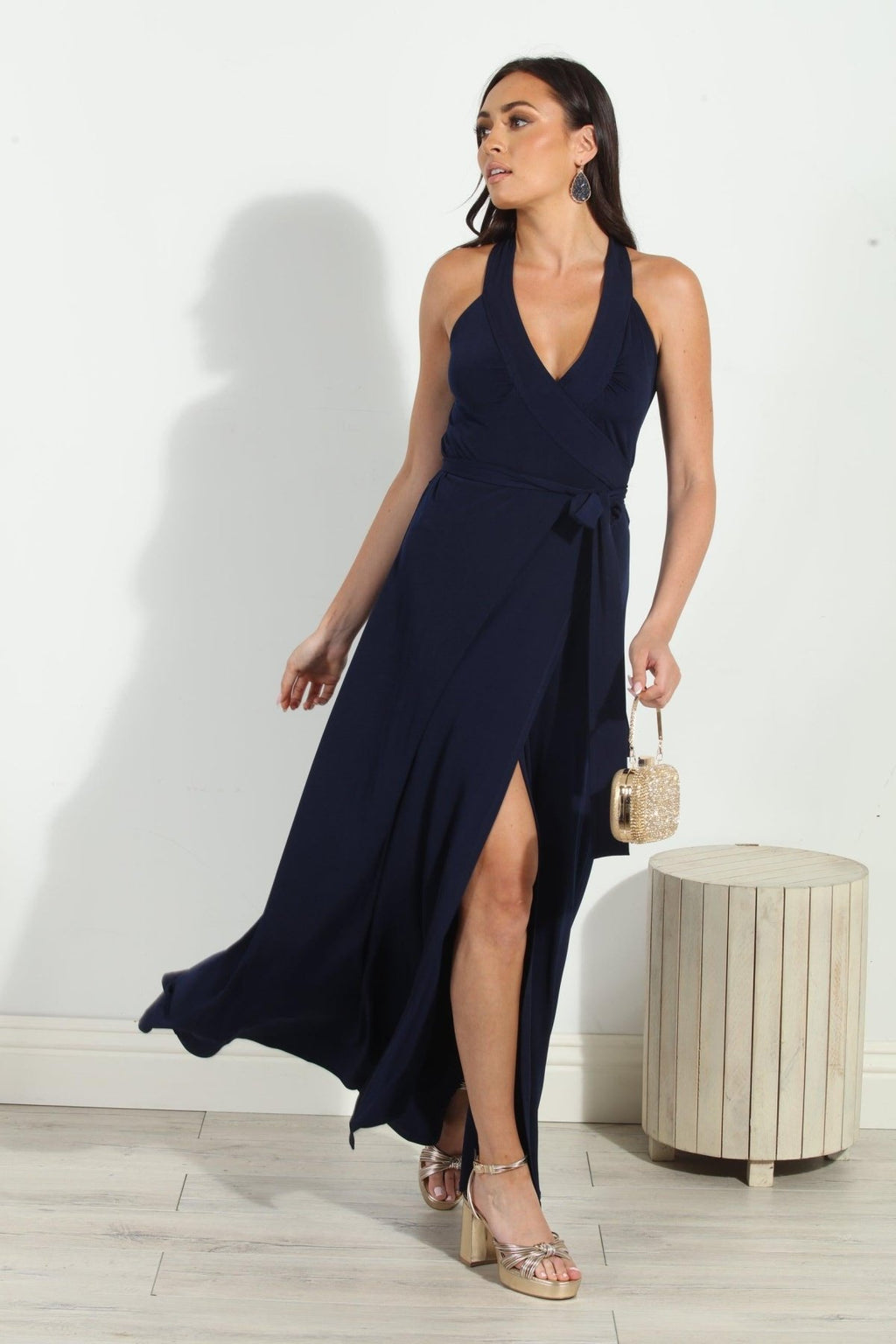 Navy Wrap Maxi Dress-BEST SELLER