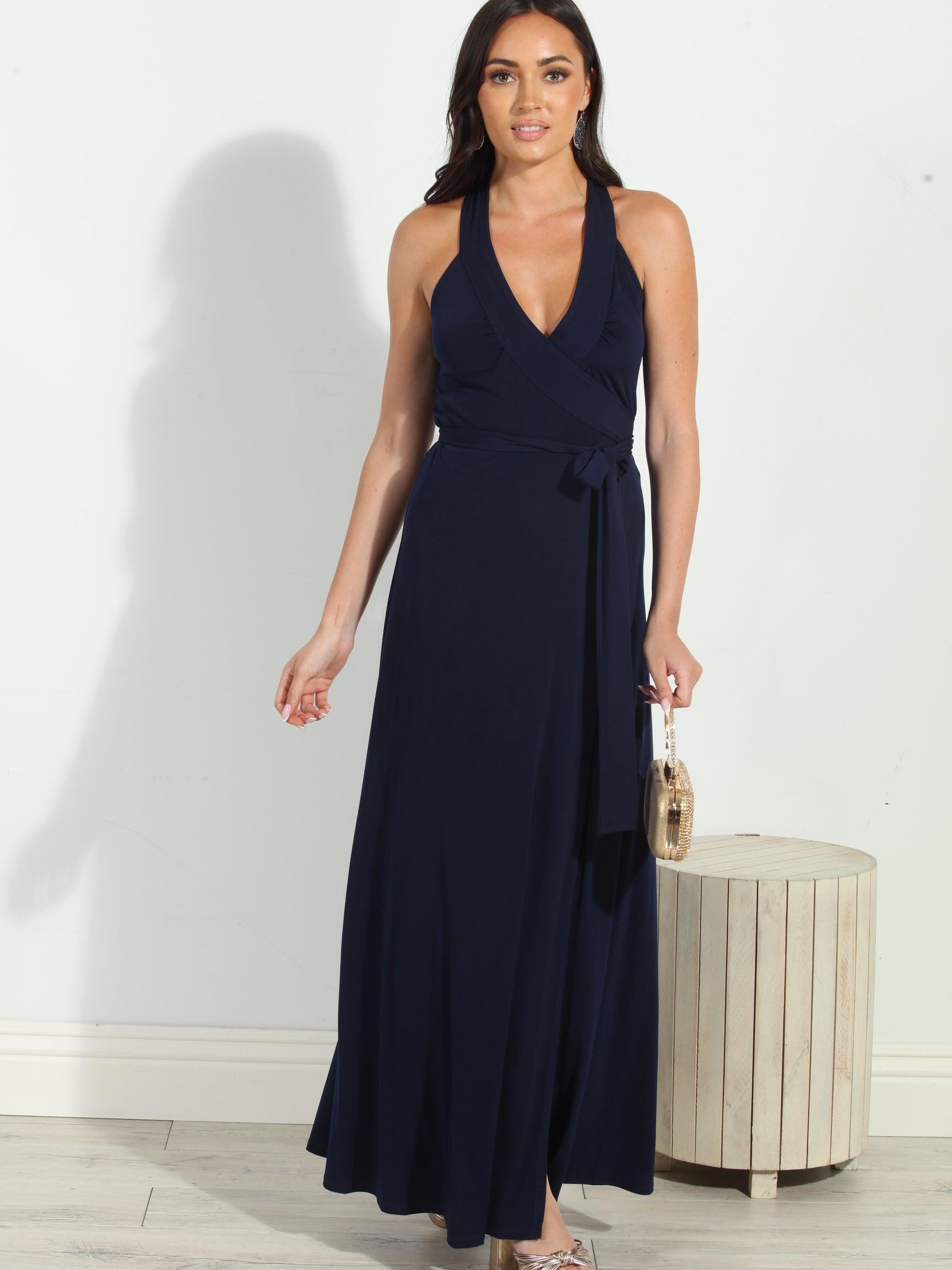 Navy Wrap Maxi Dress-BEST SELLER