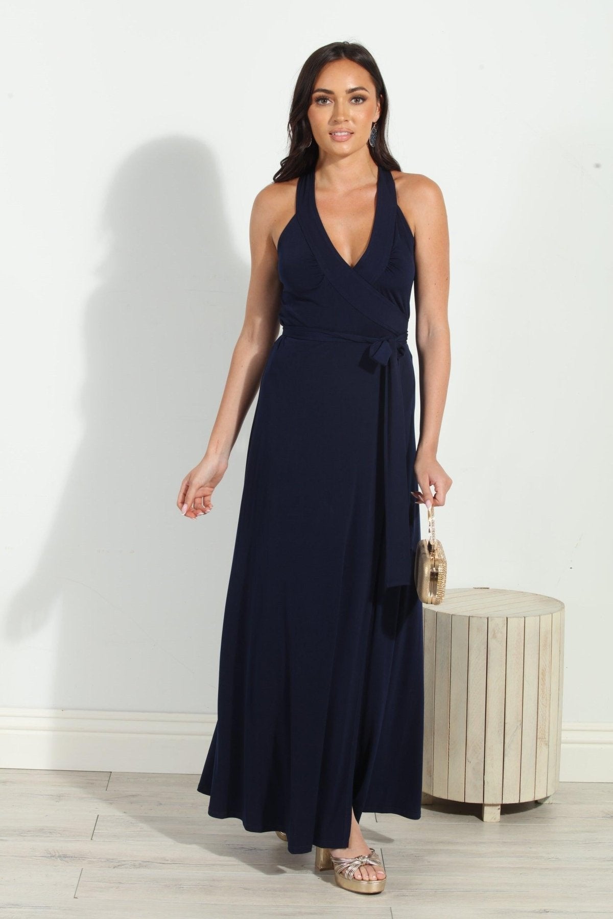 Navy Wrap Maxi Dress-BEST SELLER