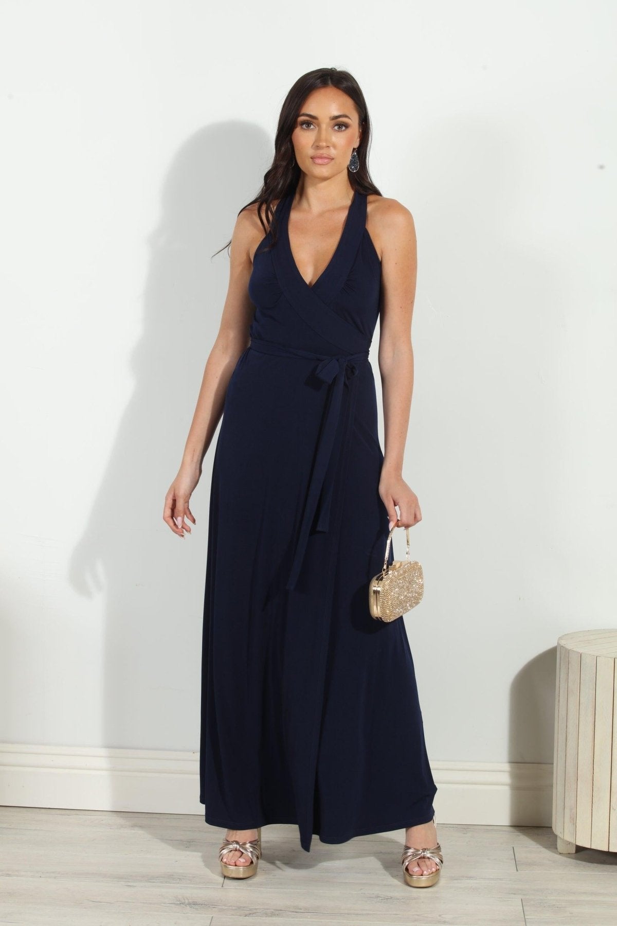 Navy Wrap Maxi Dress-BEST SELLER
