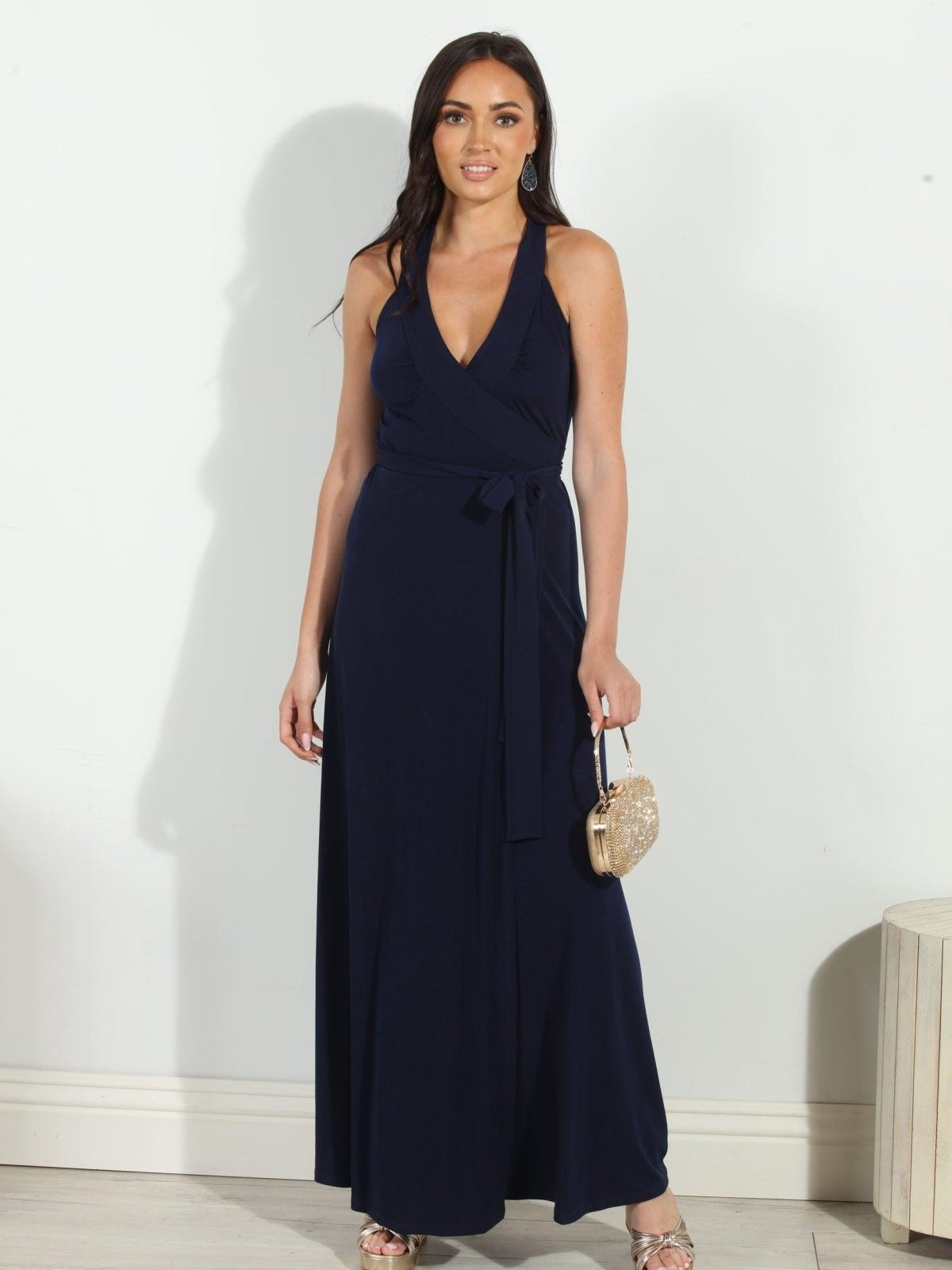 Navy Wrap Maxi Dress-BEST SELLER