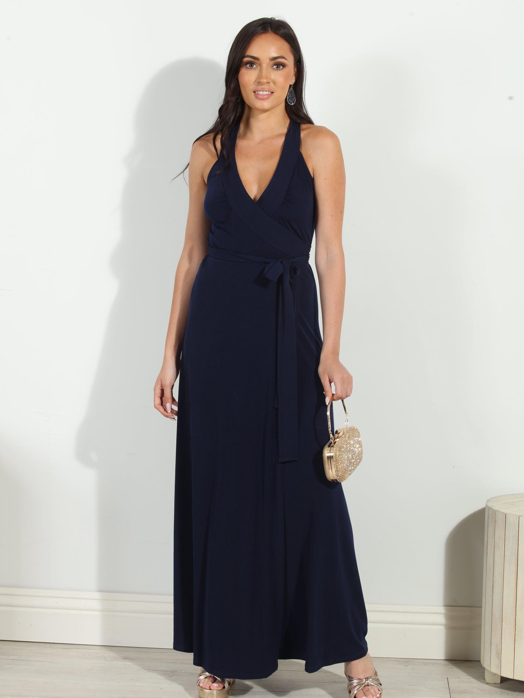 Navy Wrap Maxi Dress-BEST SELLER