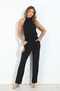 Black Halter Stretch Jumpsuit-BEST SELLER