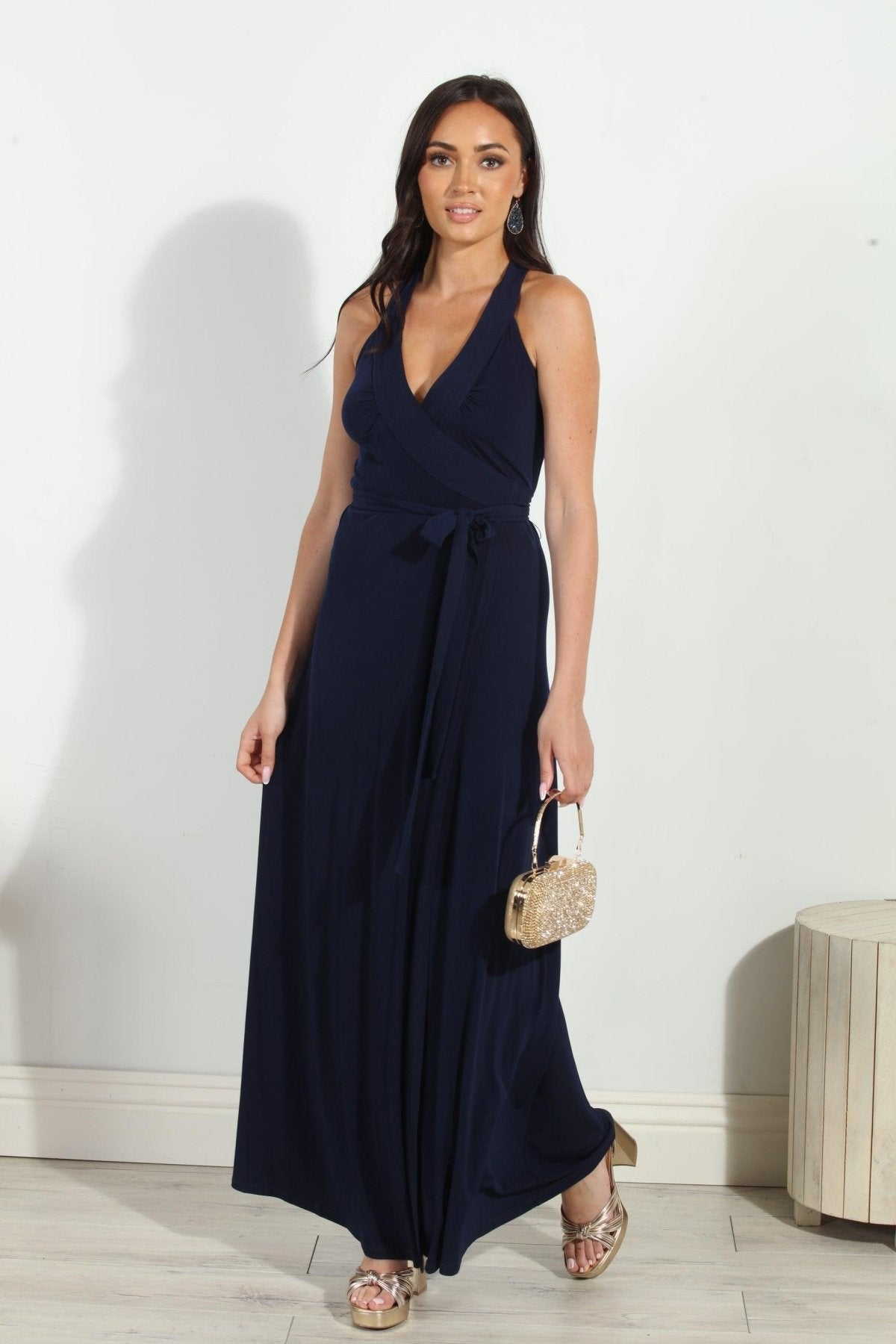 Navy Wrap Maxi Dress-BEST SELLER