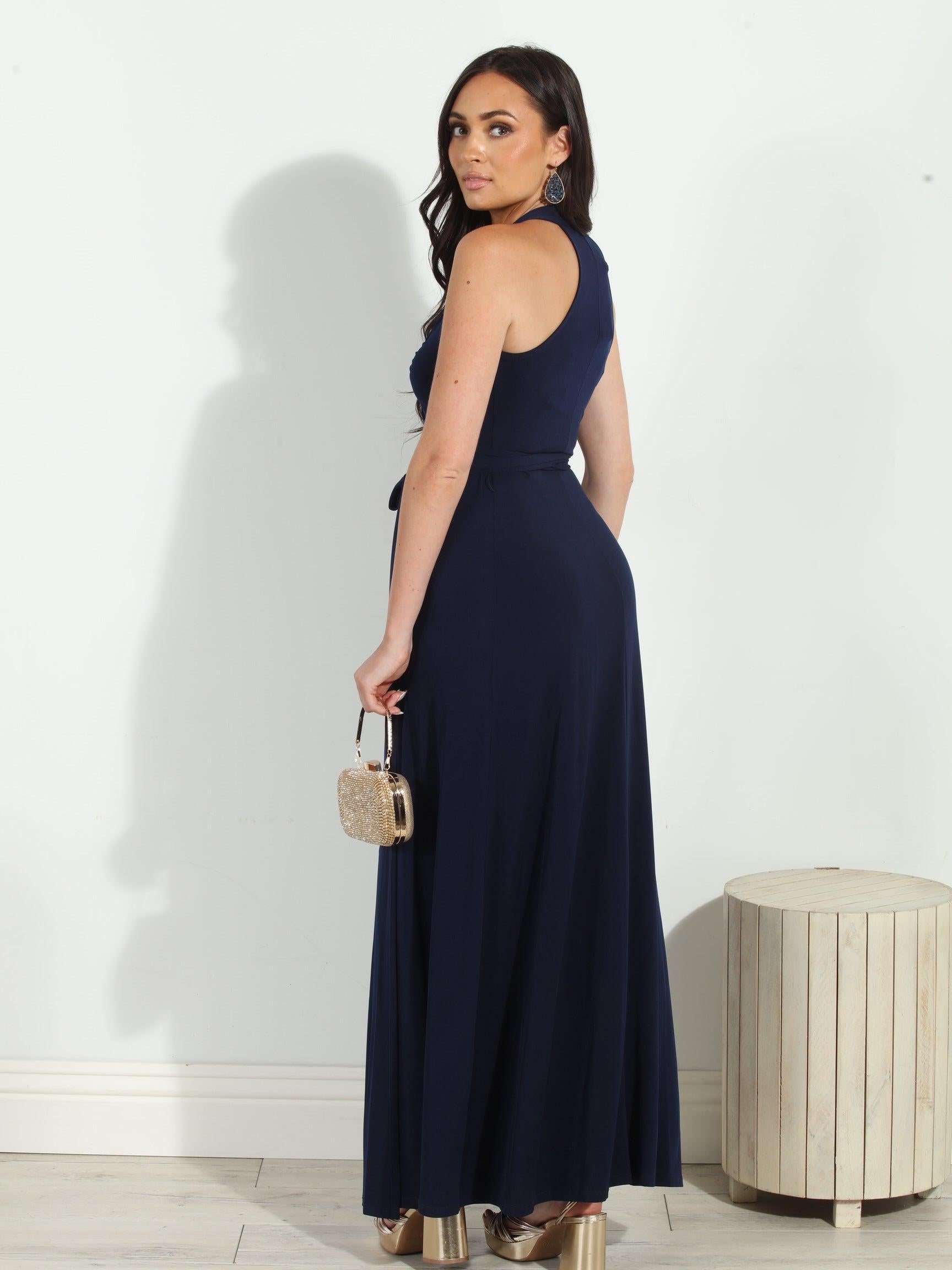 Navy Wrap Maxi Dress-BEST SELLER