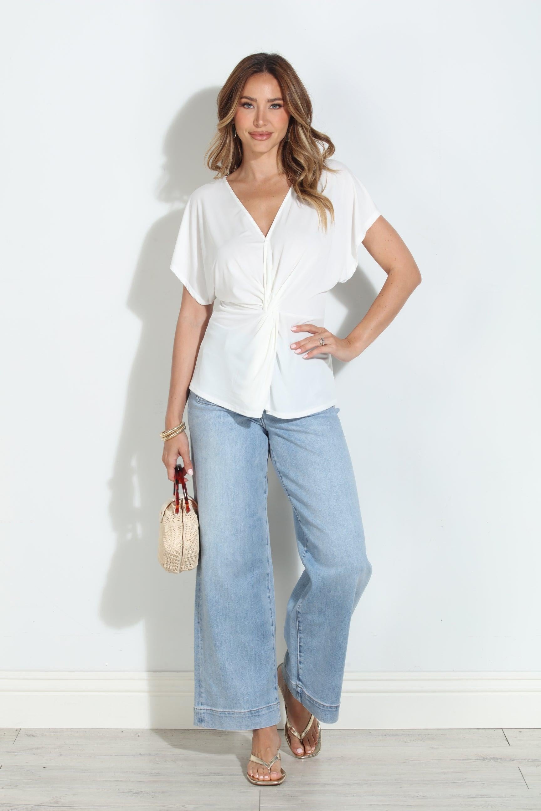 Ivory ITY Stretch Twist Top-FINAL SALE