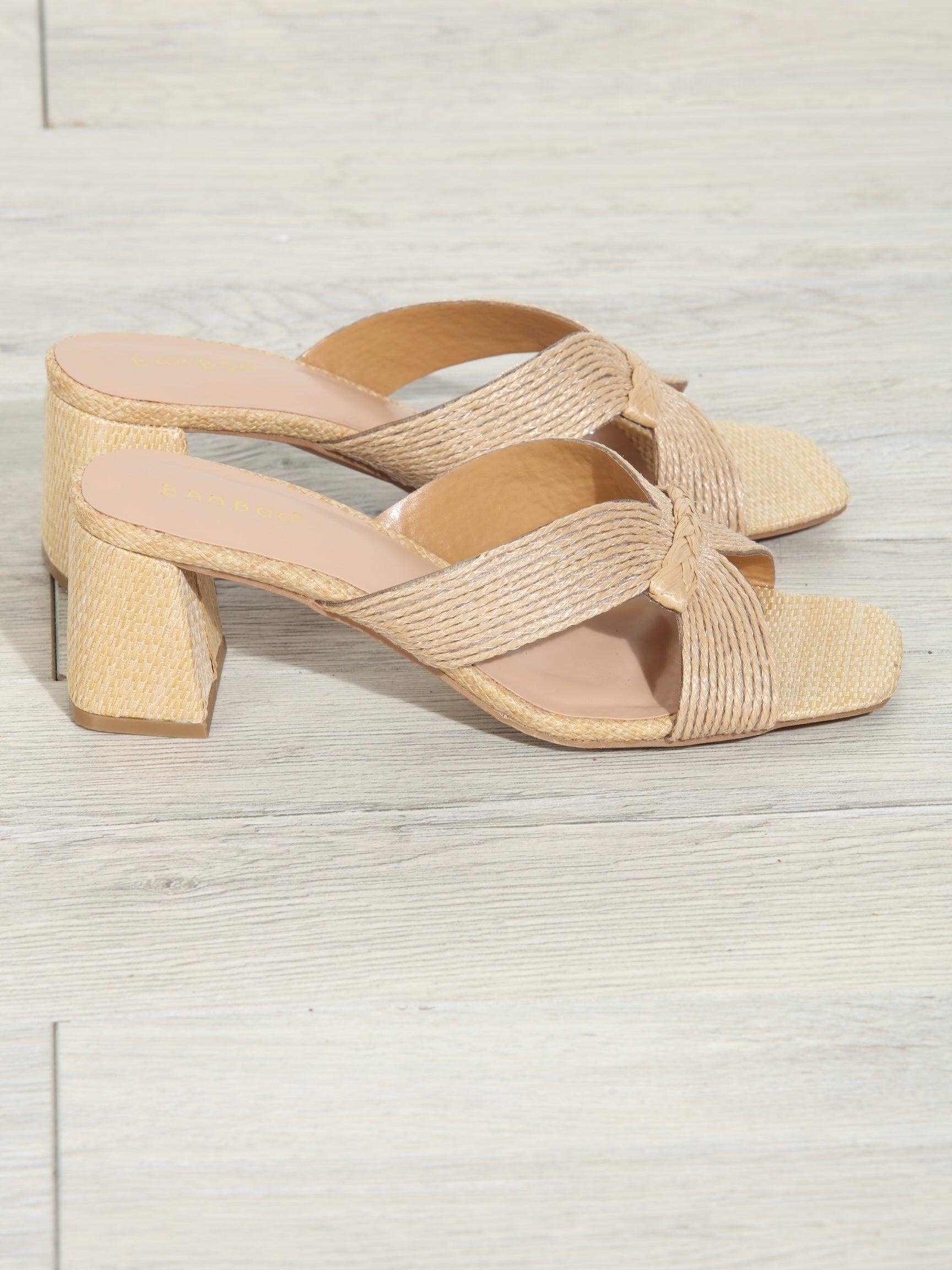 Vera Bow Heeled Sandal- Natural Raffia-BEST SELLER