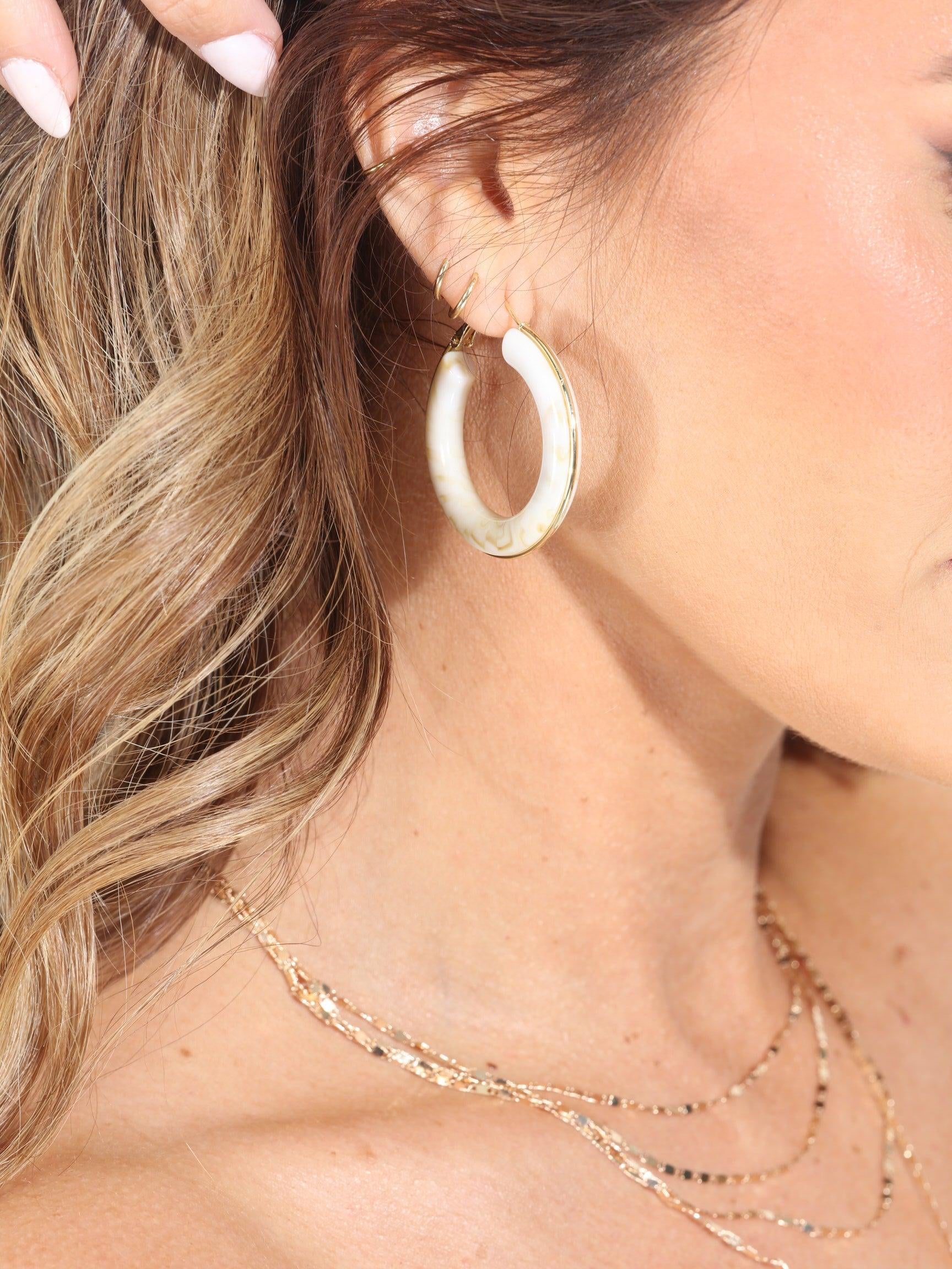 Cleo Ivory Hoop Earrings