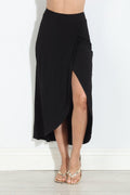 Black ITY Faux Wrap Maxi Skirt-BEST SELLER