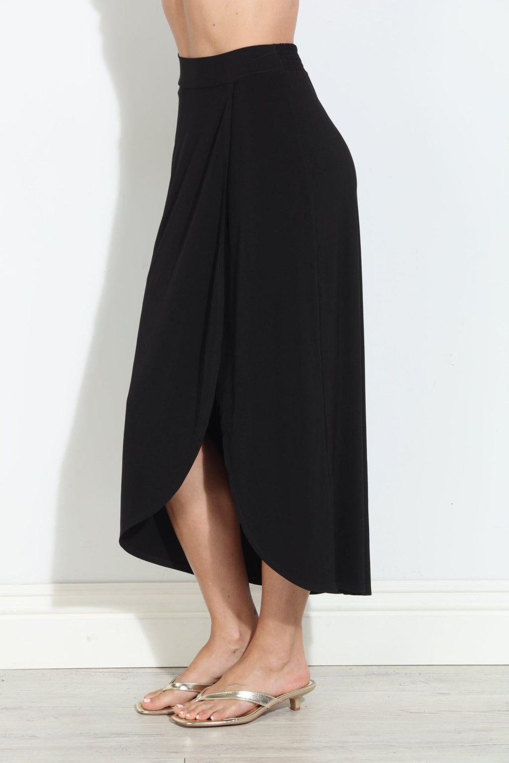 Black ITY Faux Wrap Maxi Skirt-BEST SELLER