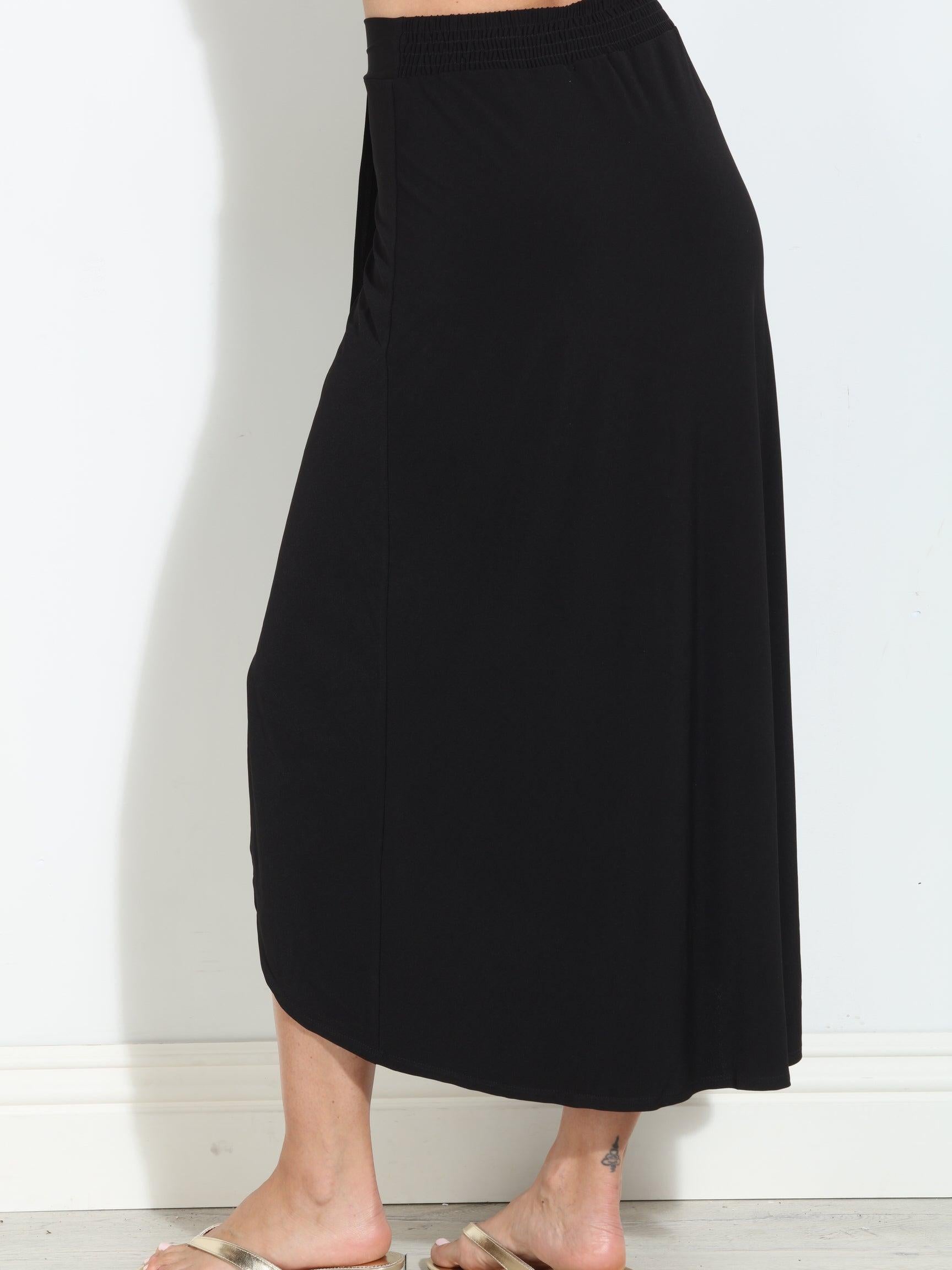 Black ITY Faux Wrap Maxi Skirt-BEST SELLER
