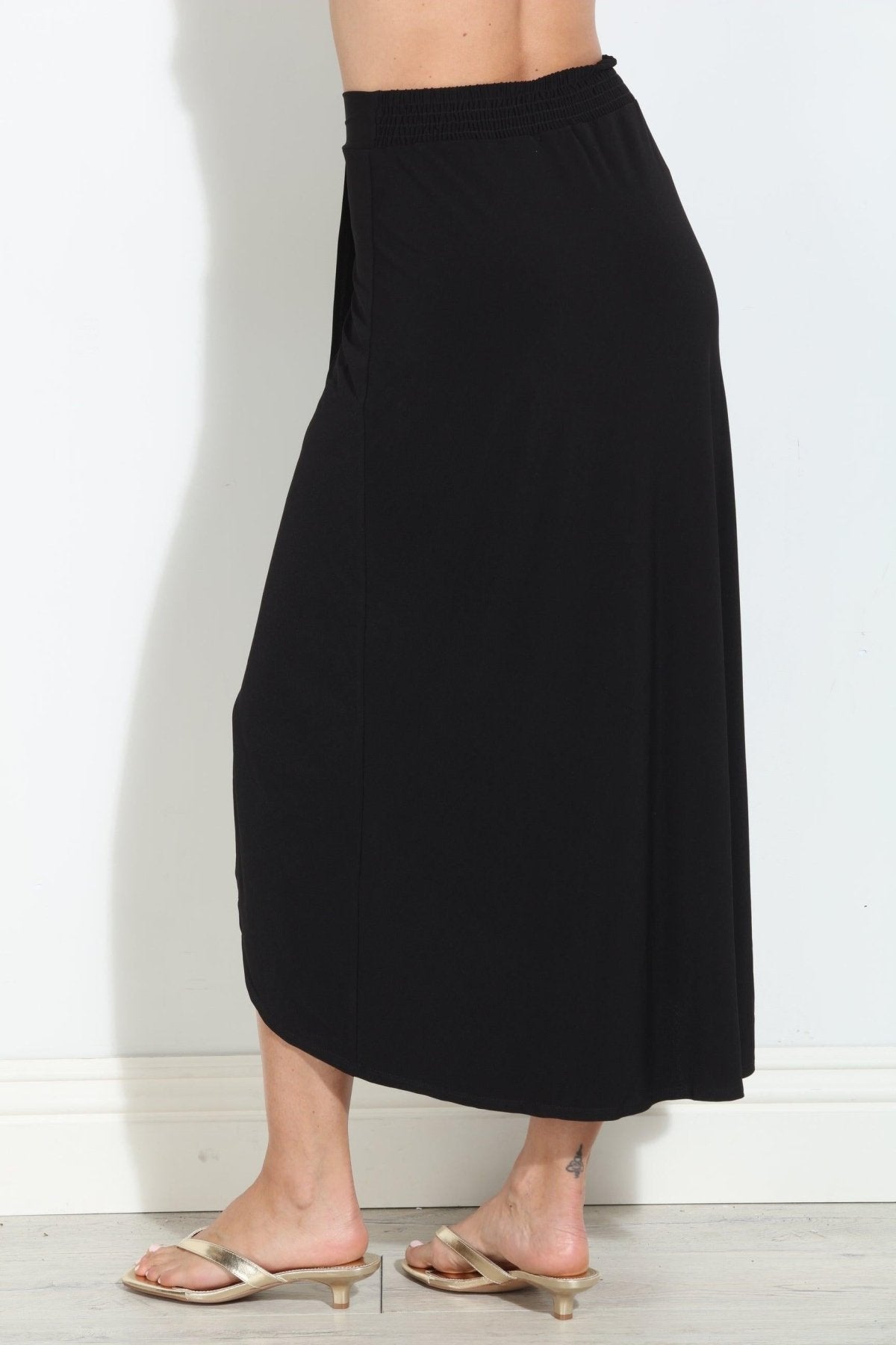 Black ITY Faux Wrap Maxi Skirt-BEST SELLER