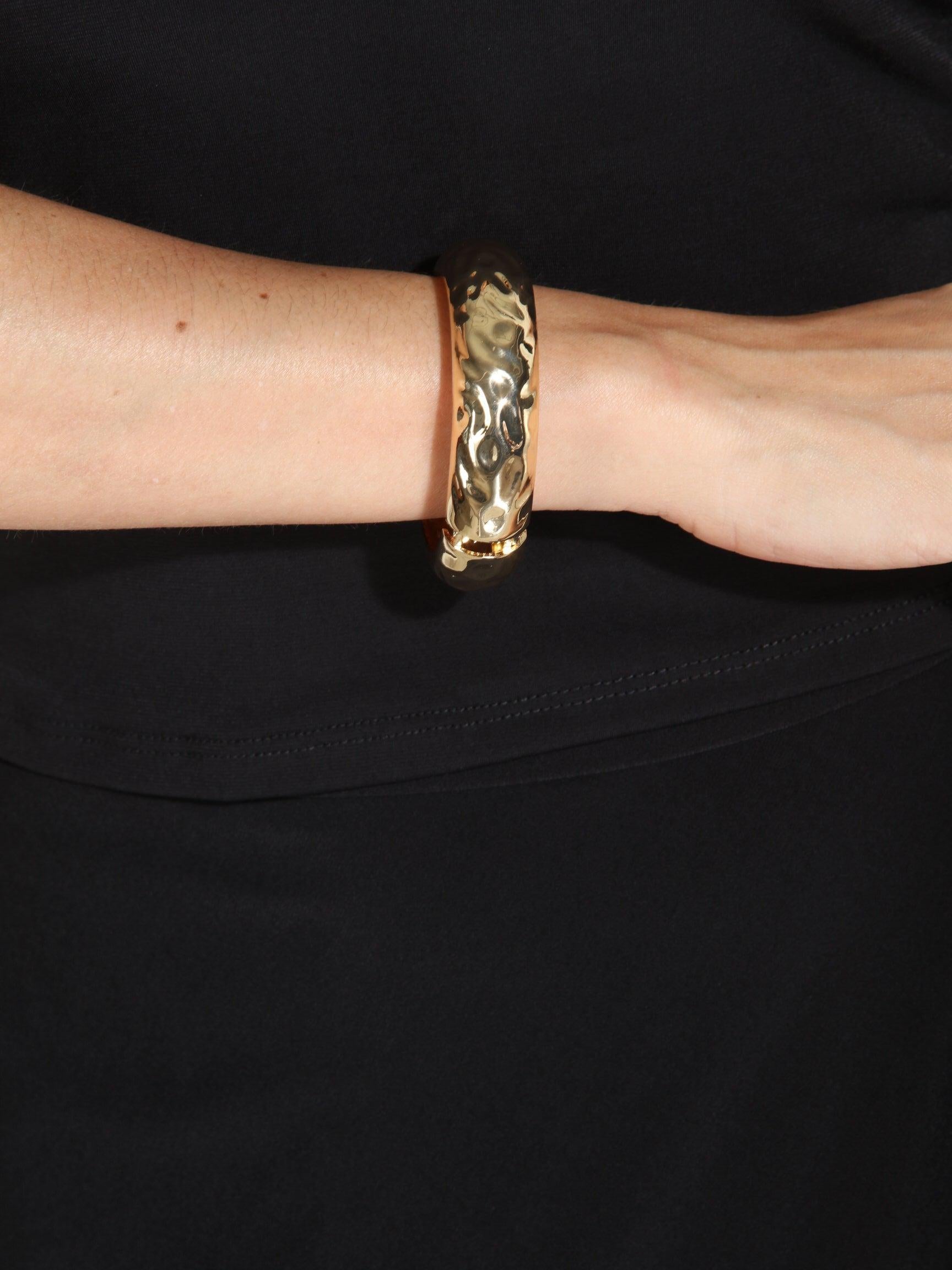 Rounded Gold Hammered Cuff
