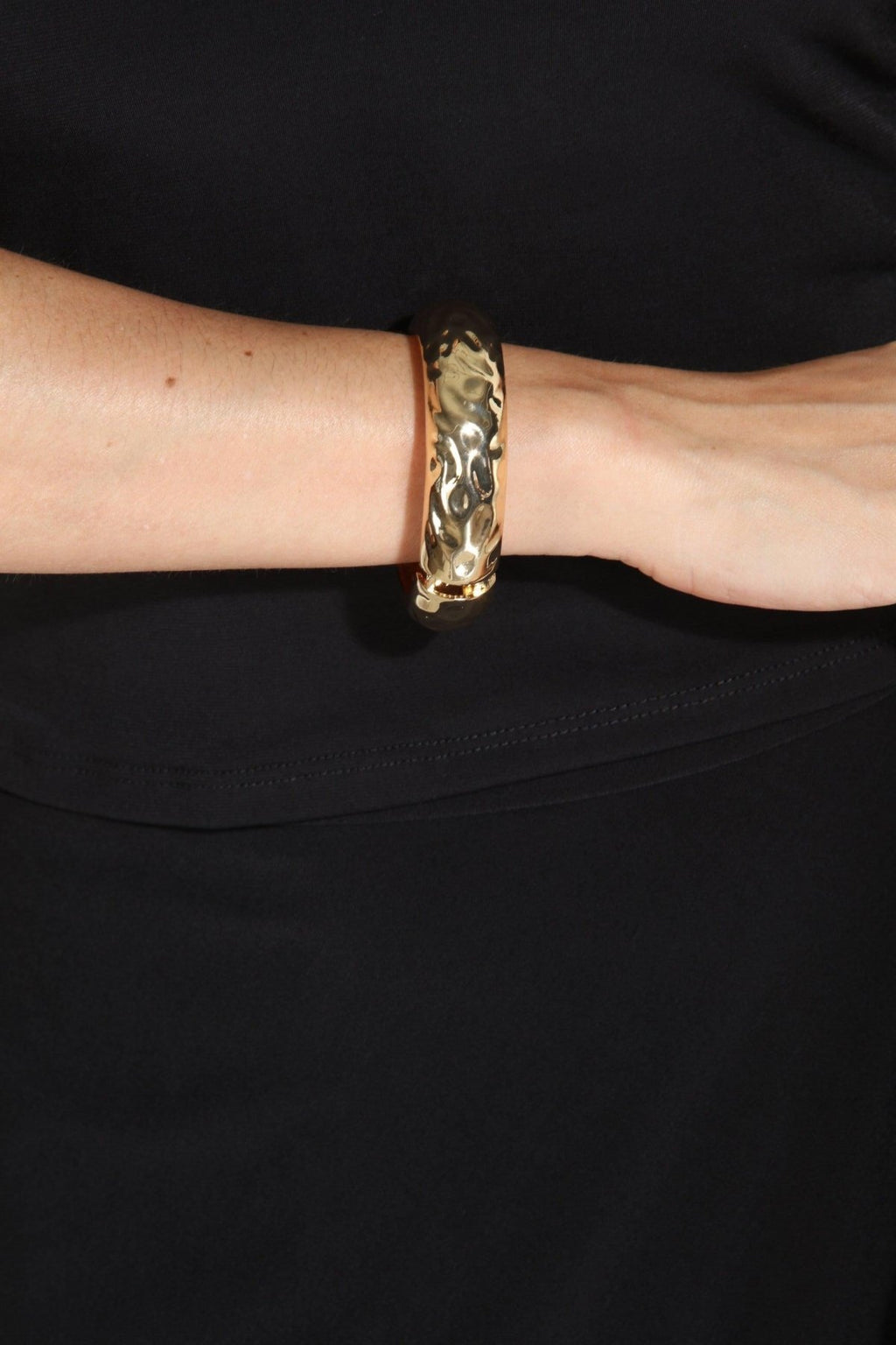Rounded Gold Hammered Cuff