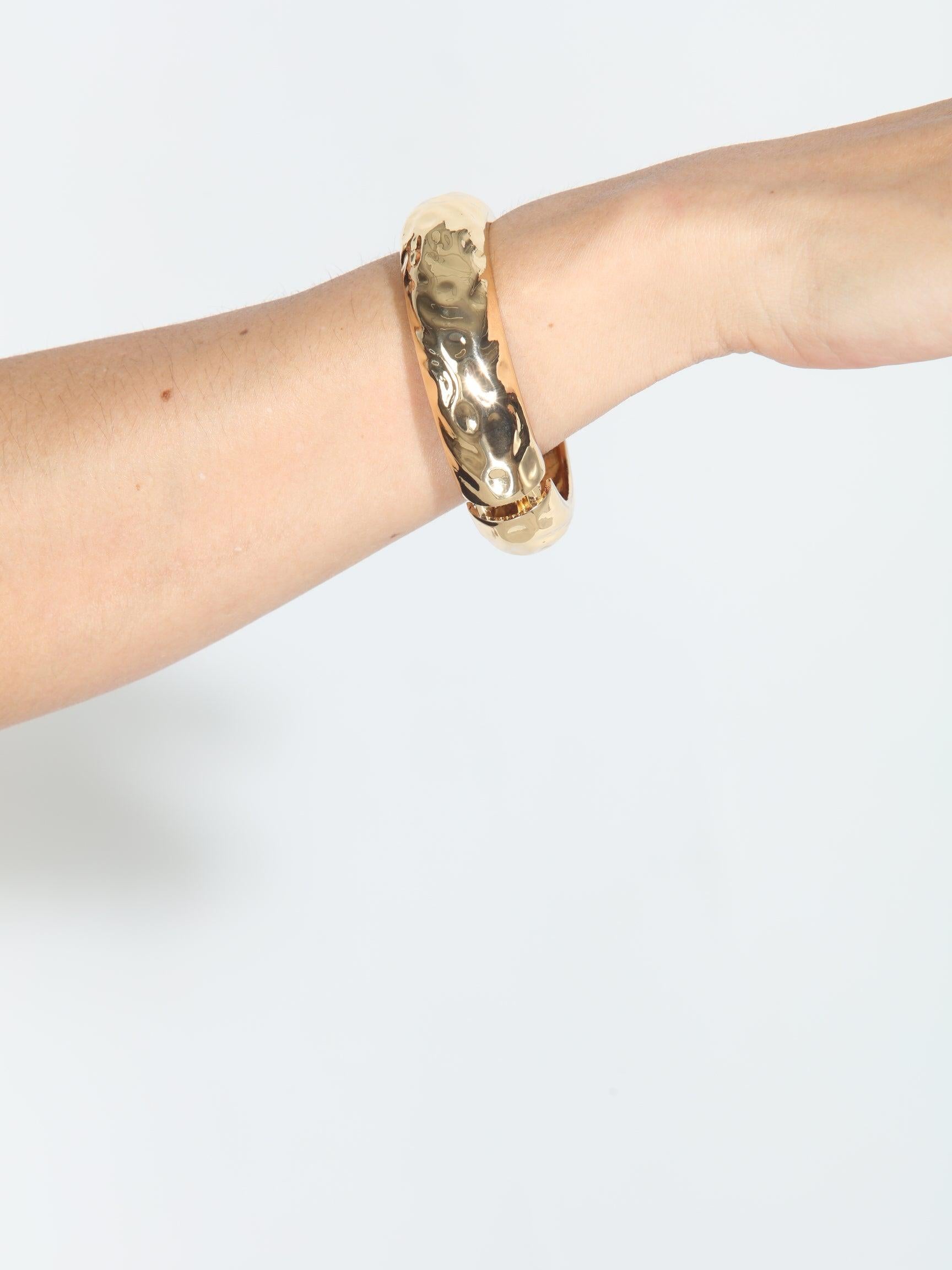 Rounded Gold Hammered Cuff
