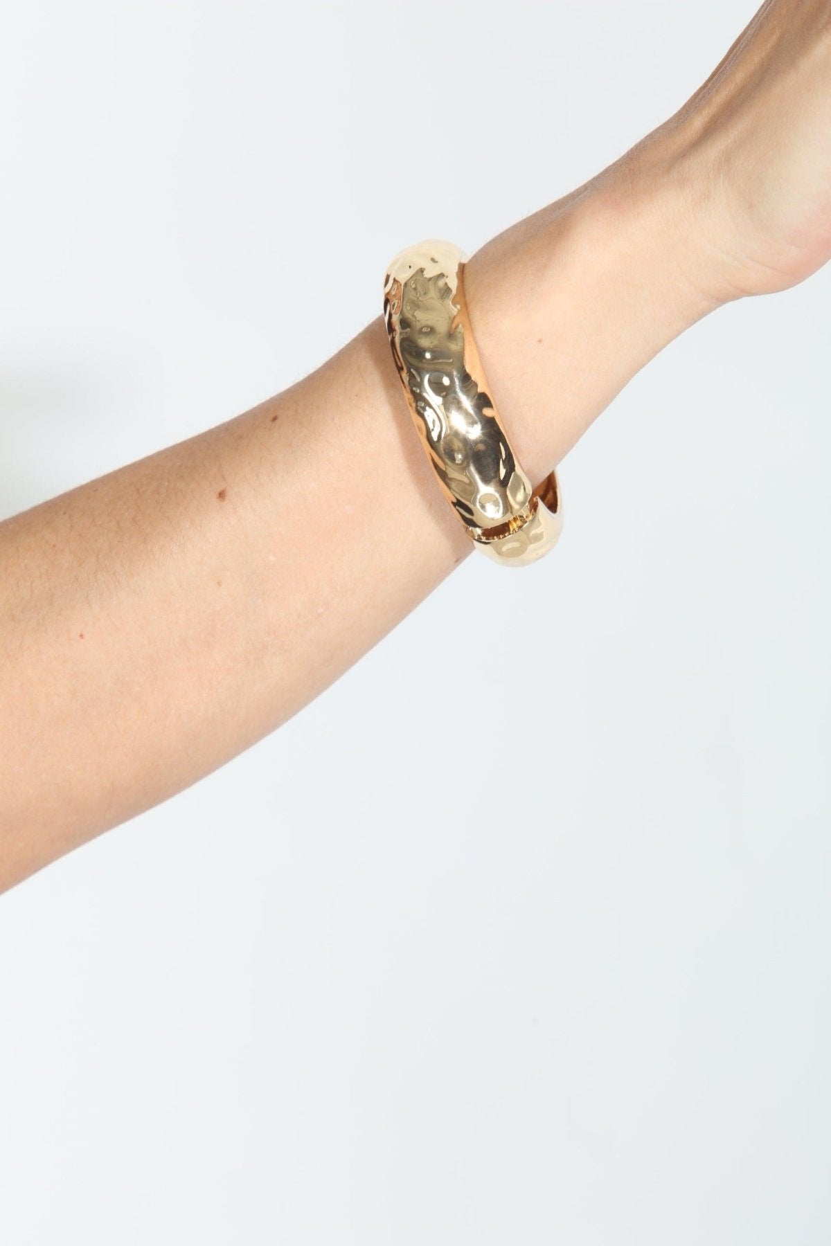 Rounded Gold Hammered Cuff