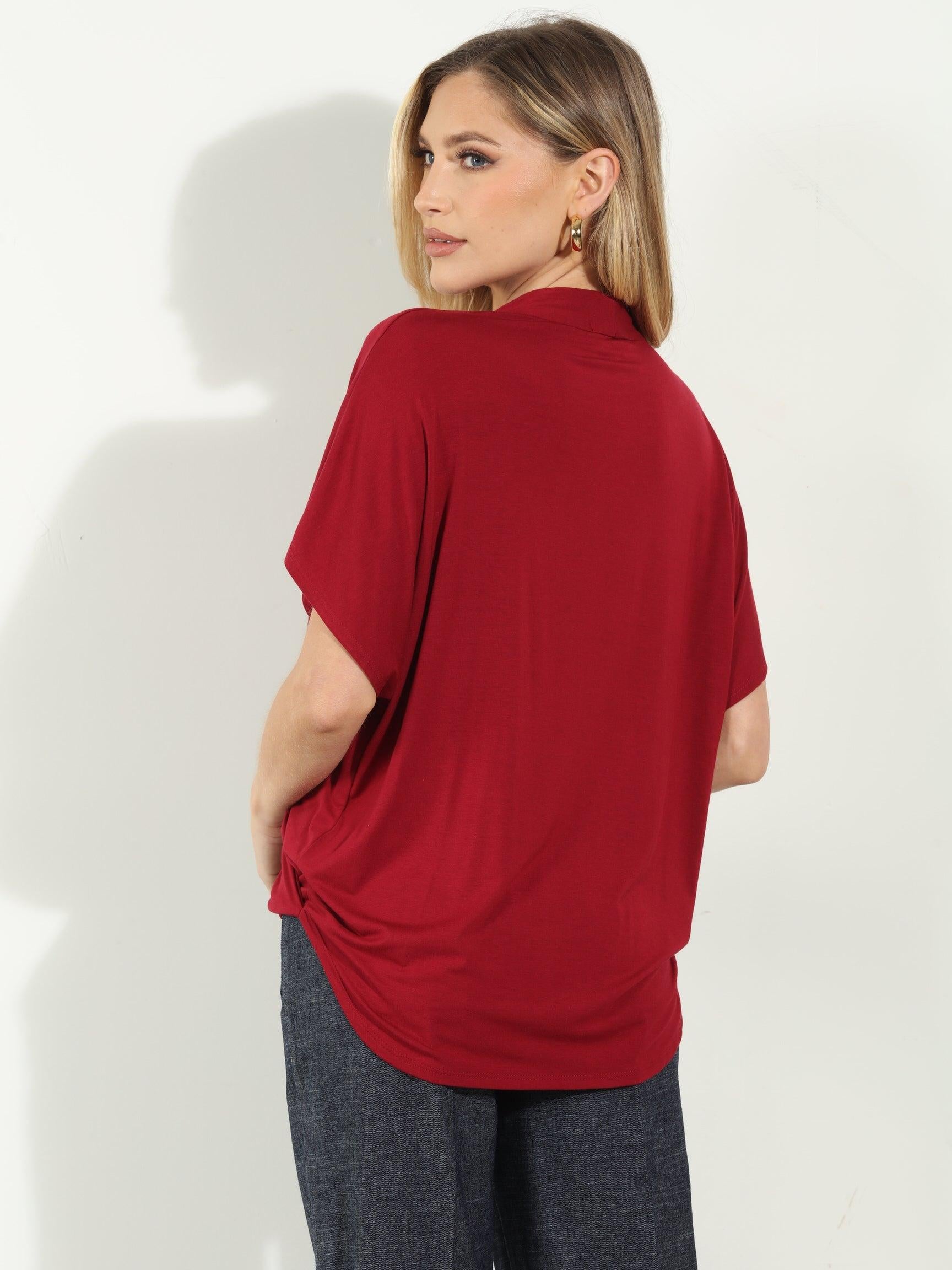 Cabernet Cupro Surplice Tee-BEST SELLER