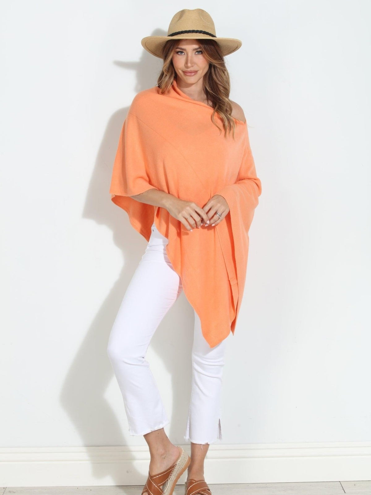 Tangerine Throw-On Poncho-NEW COLOR