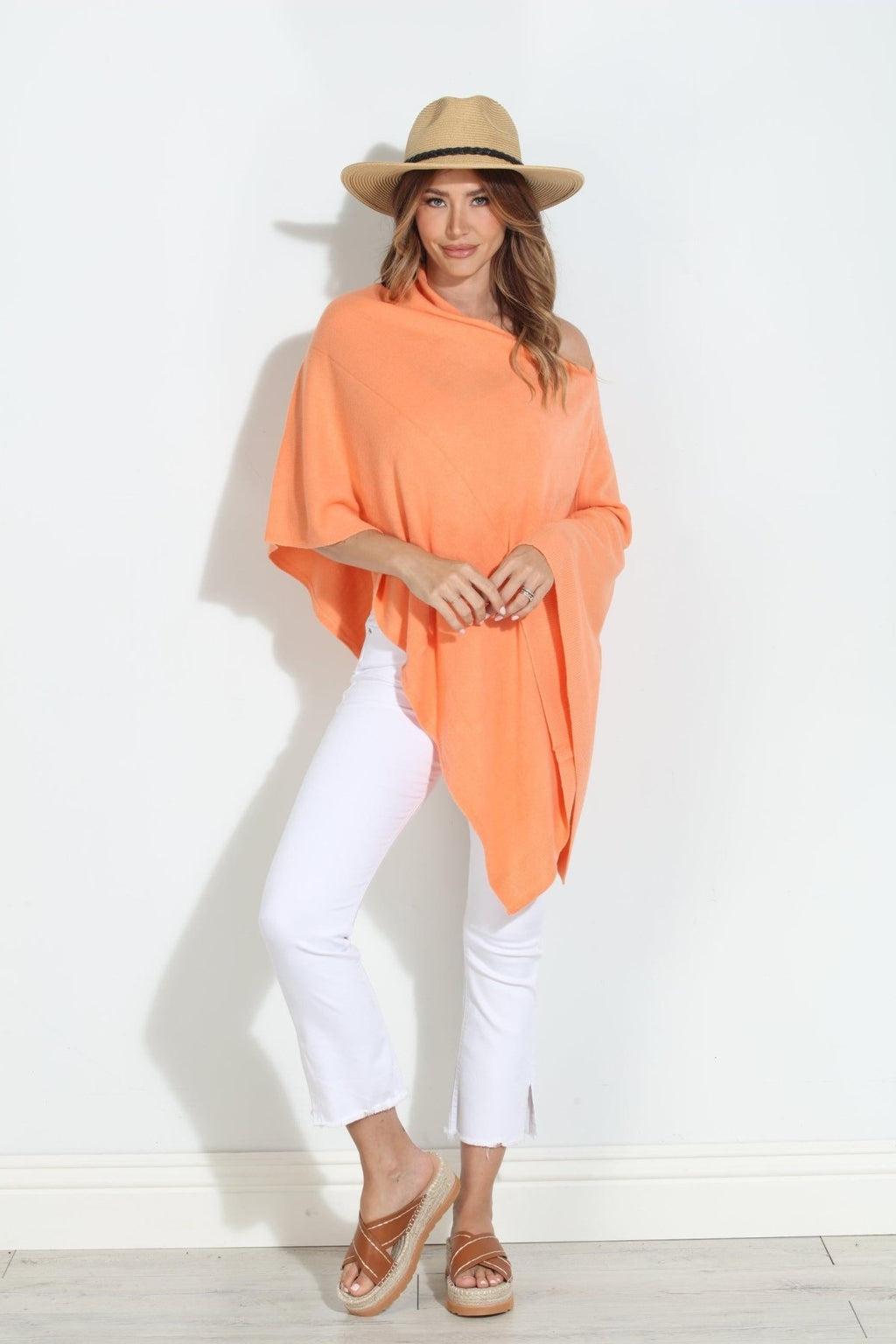 Tangerine Throw-On Poncho-NEW COLOR
