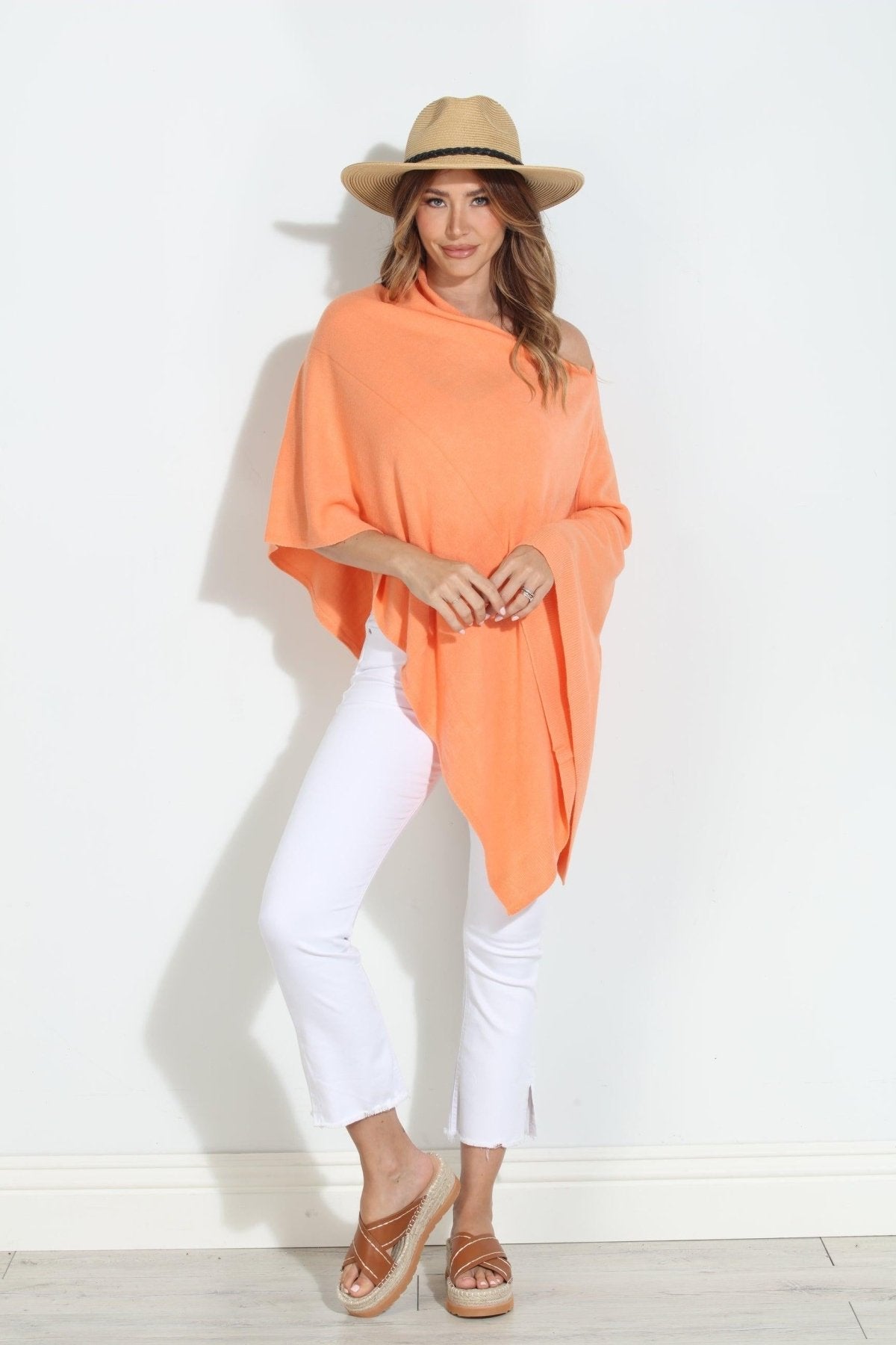 Tangerine Throw-On Poncho-NEW COLOR