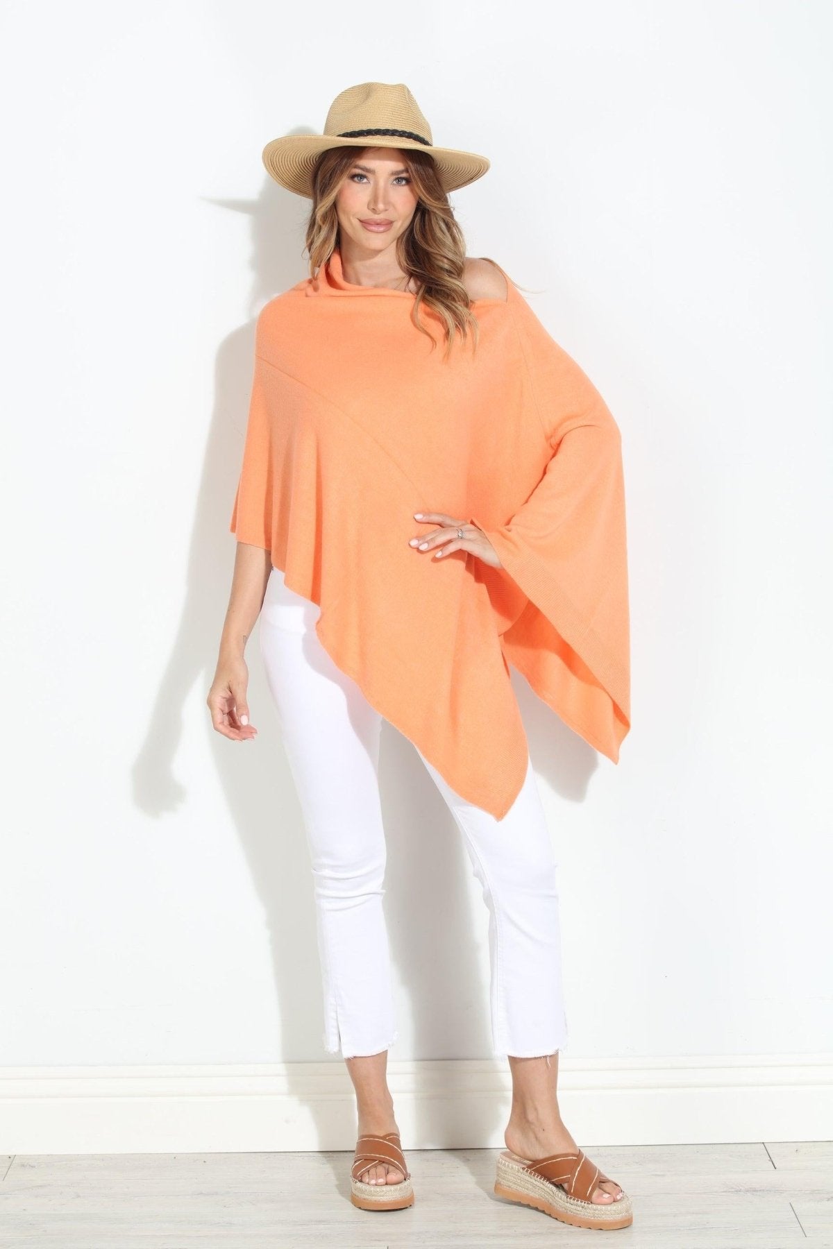 Tangerine Throw-On Poncho-NEW COLOR