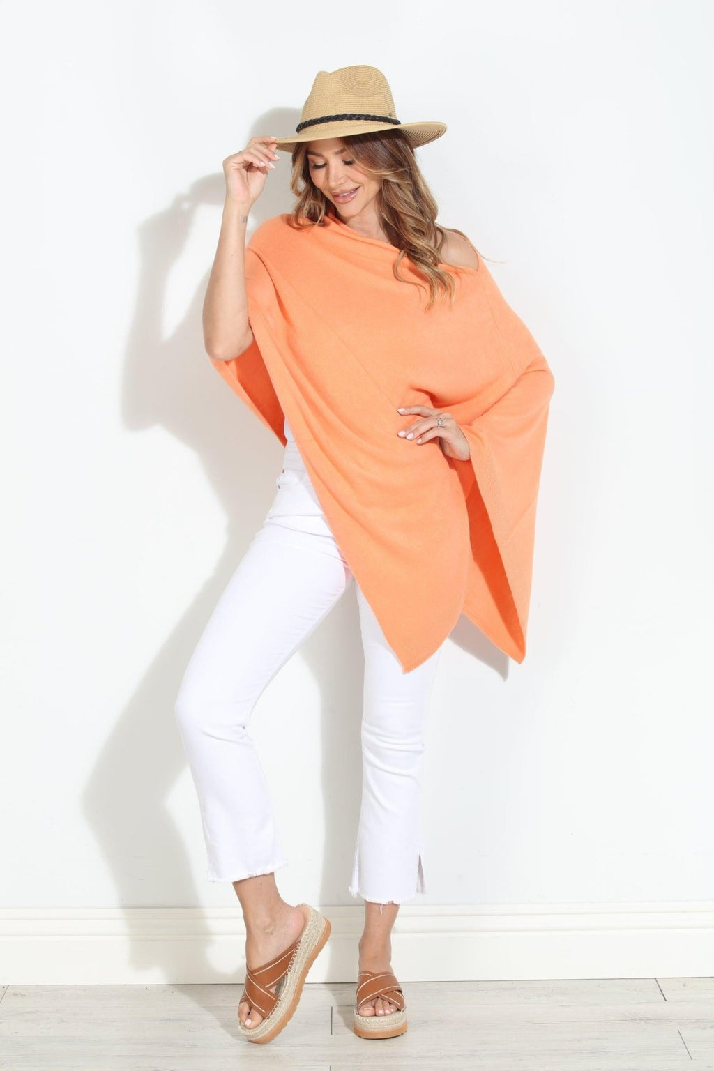 Tangerine Throw-On Poncho-NEW COLOR