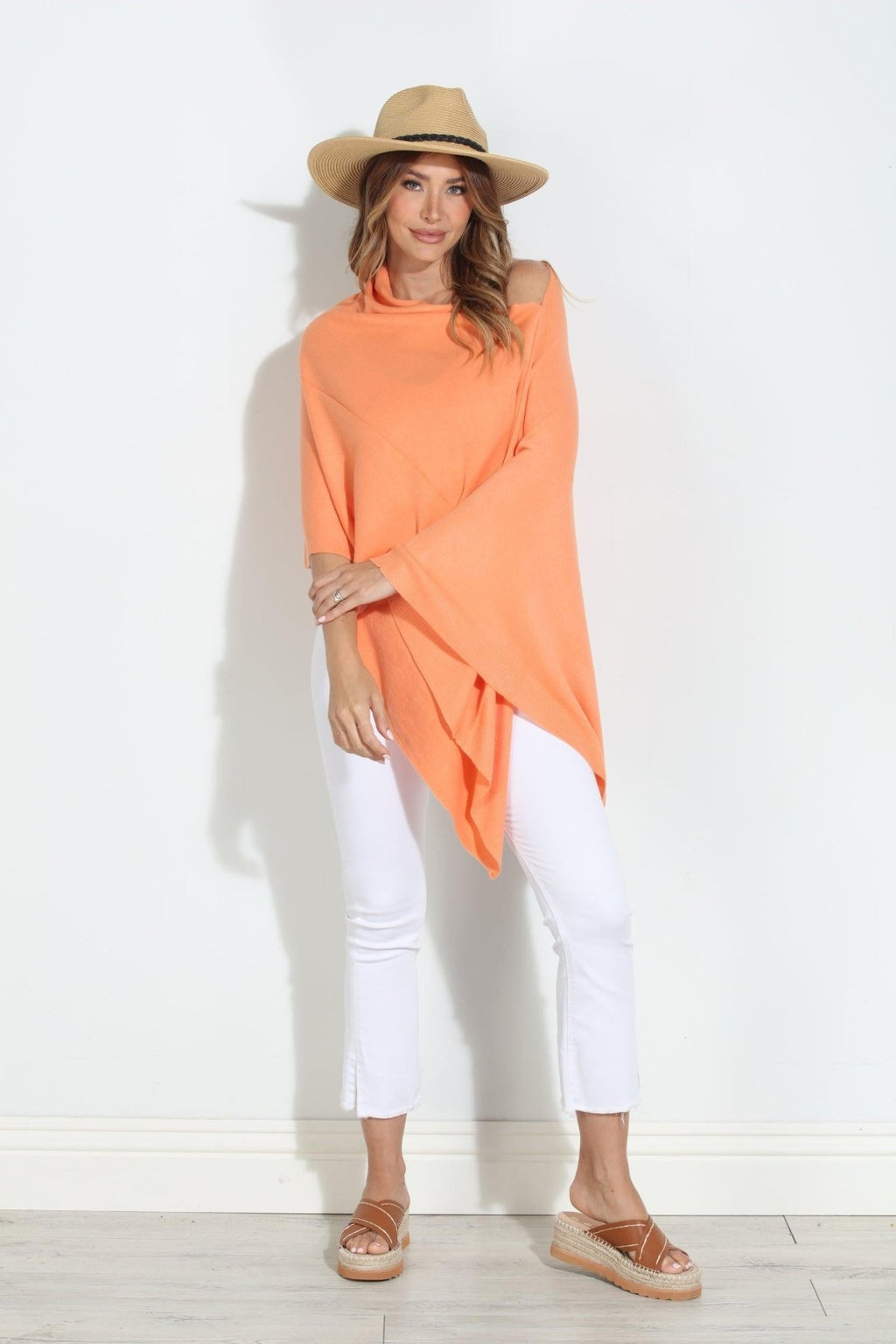 Tangerine Throw-On Poncho-NEW COLOR