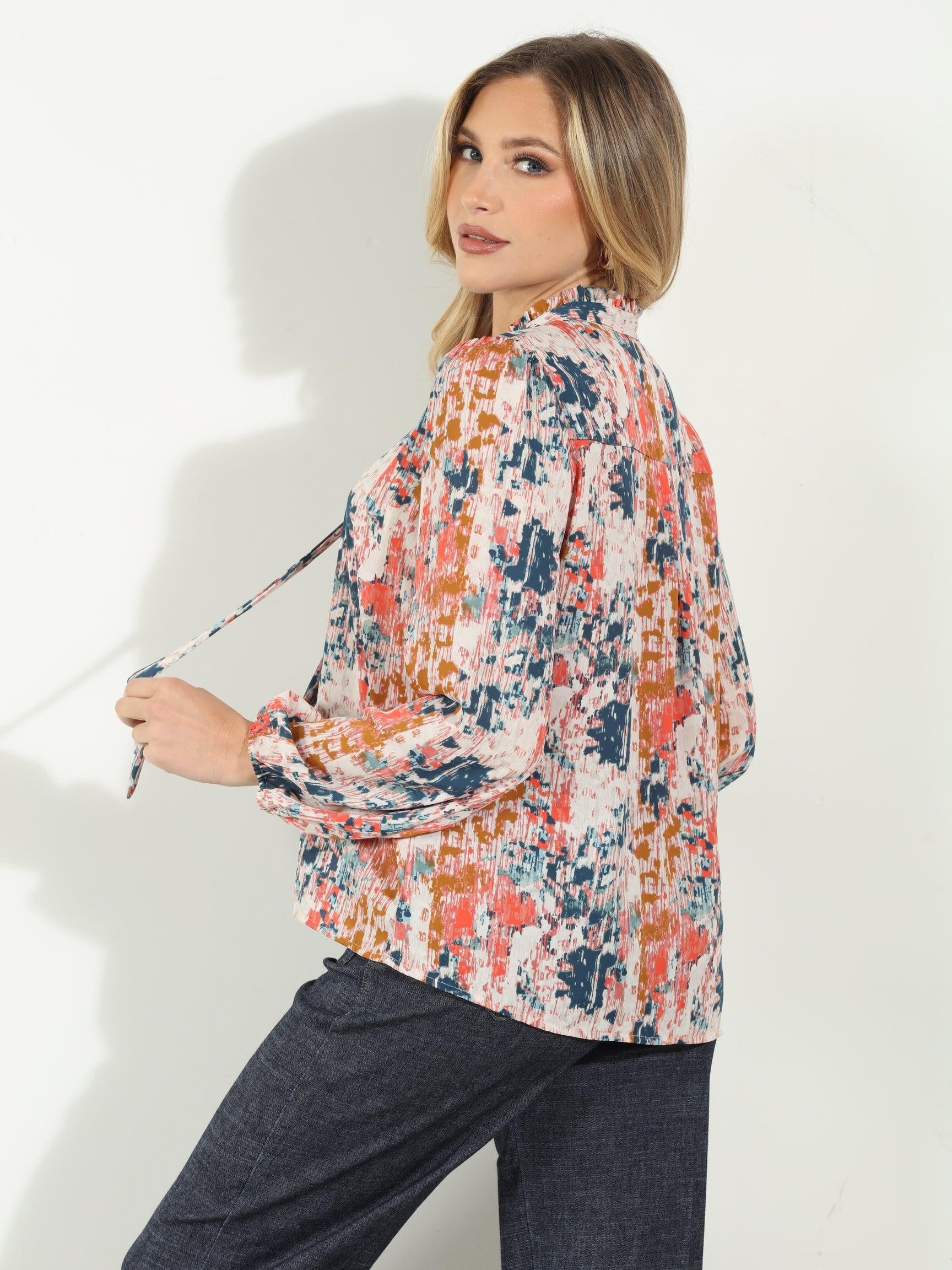 Shelbie Tie Neck Blouse-FINAL SALE