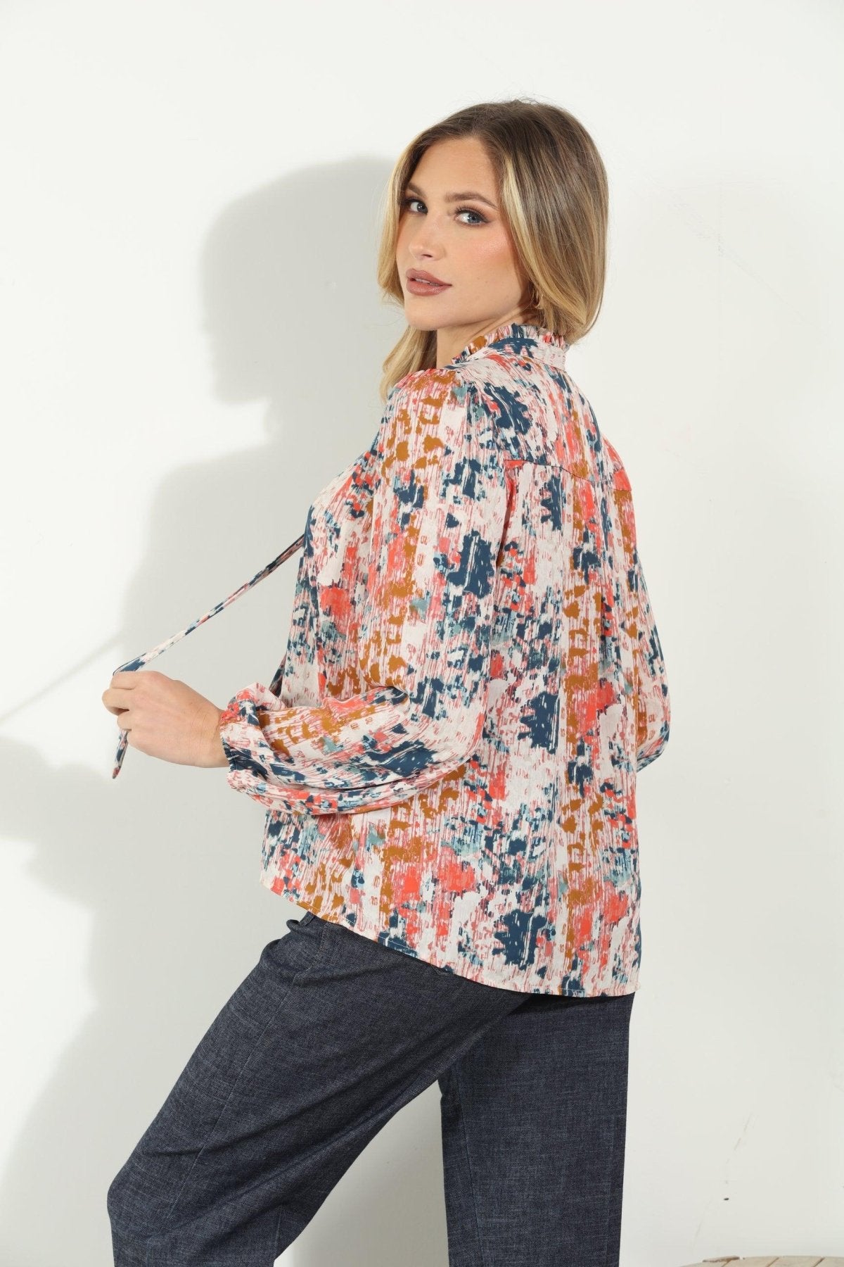 Shelbie Tie Neck Blouse-FINAL SALE