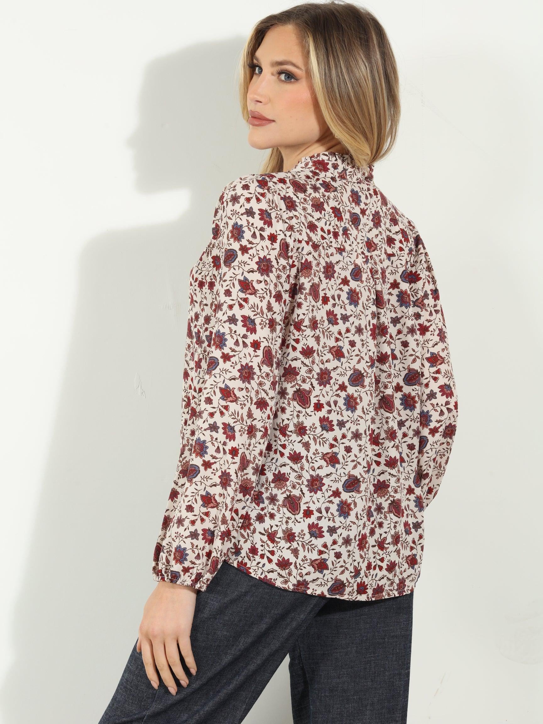 Fiori Satin Tie Neck Blouse - FINAL SALE